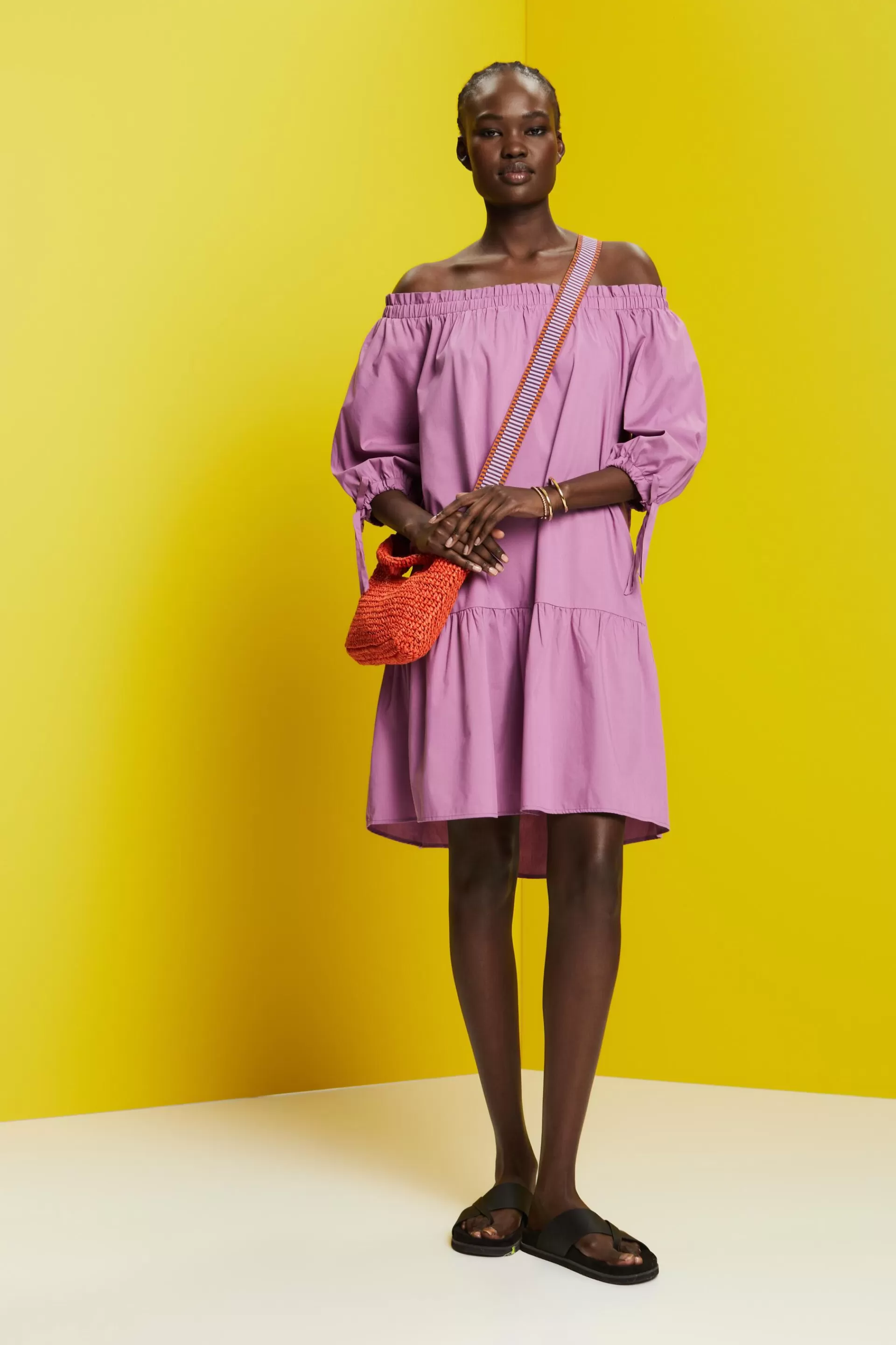 Off-Shoulder-Minikleid aus Popeline-ESPRIT Hot