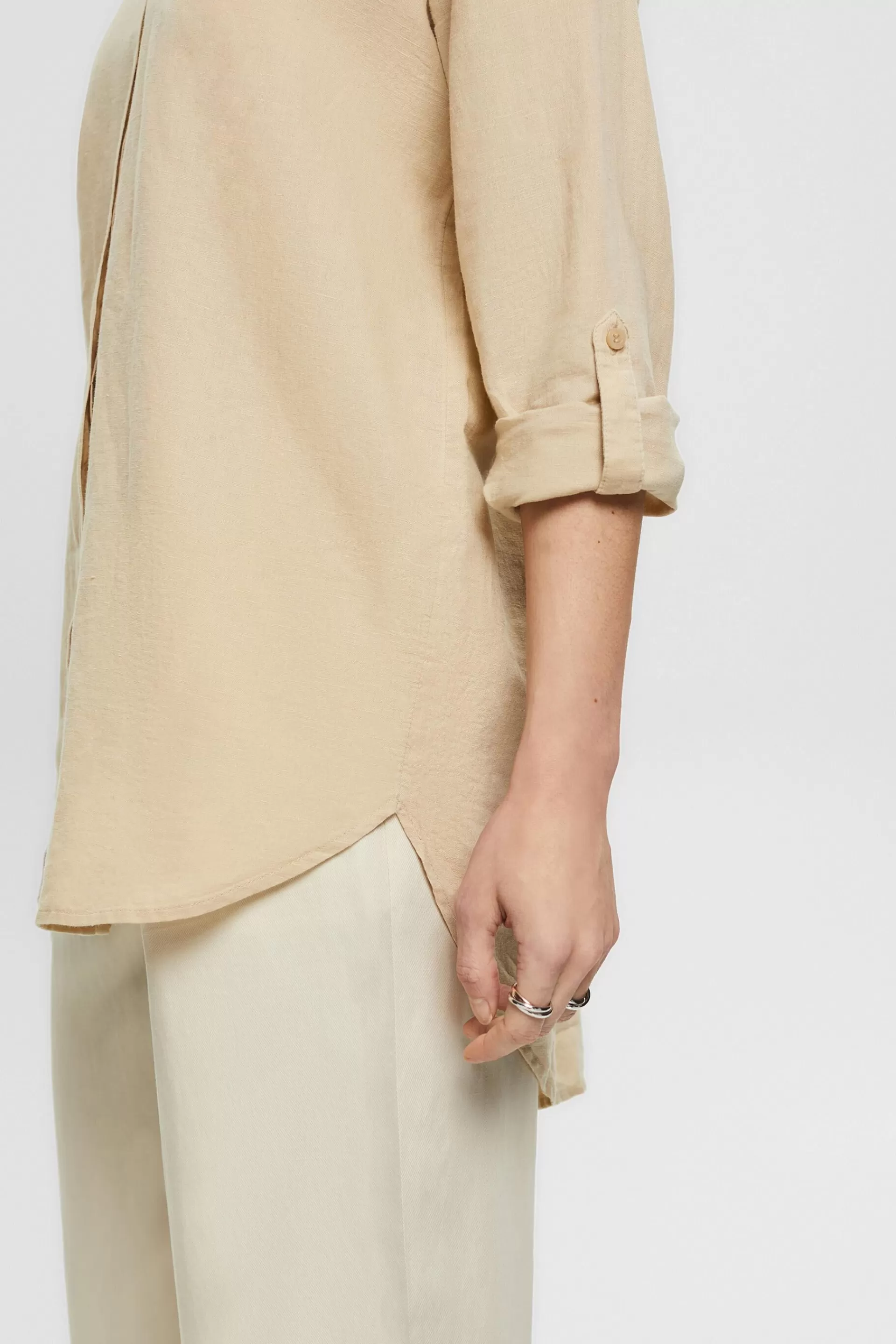 Oversize-Bluse aus Leinenmix-ESPRIT Online