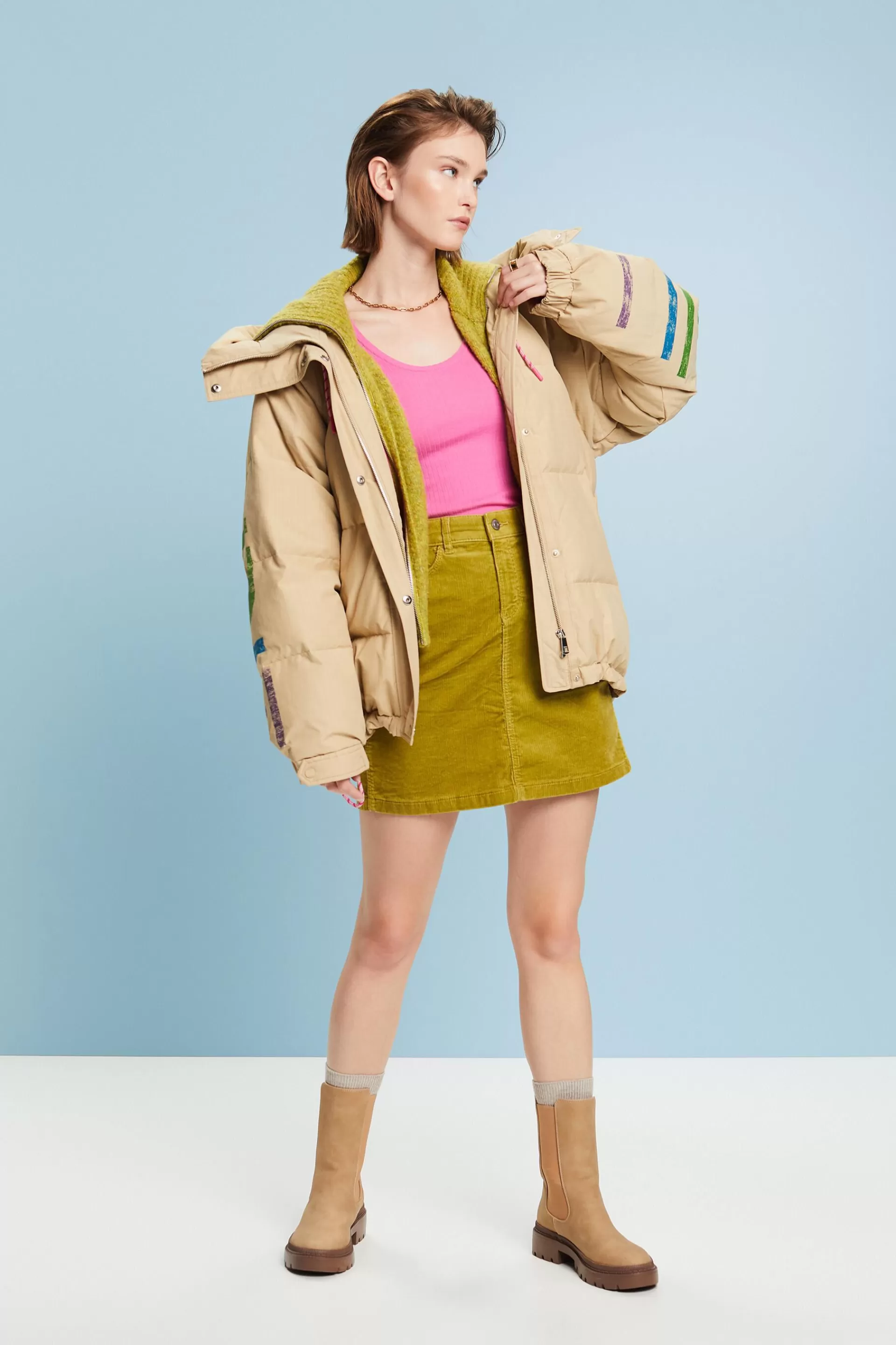 Pointelle-T-Shirt mit weitem Rundhalsausschnitt-ESPRIT Sale