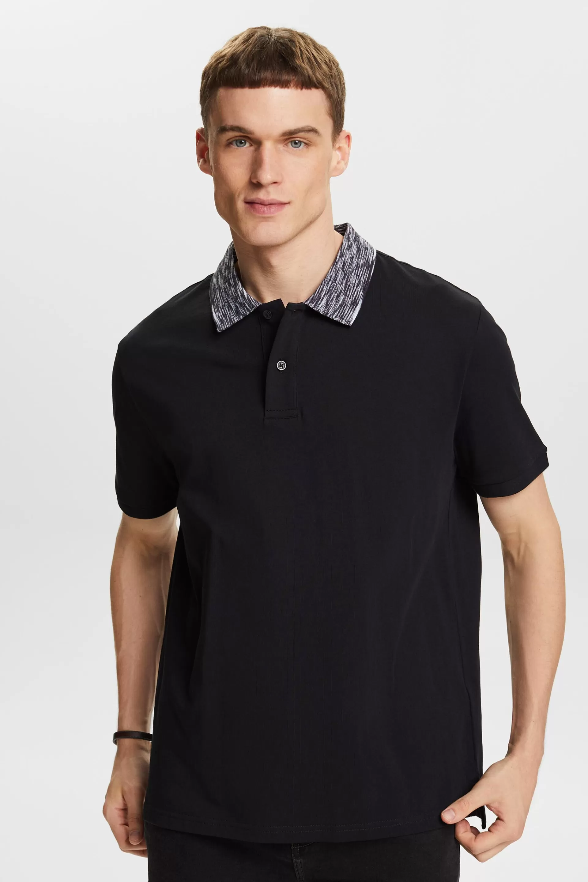 Poloshirt mit Kragen im Space-Dye-Look-ESPRIT Discount