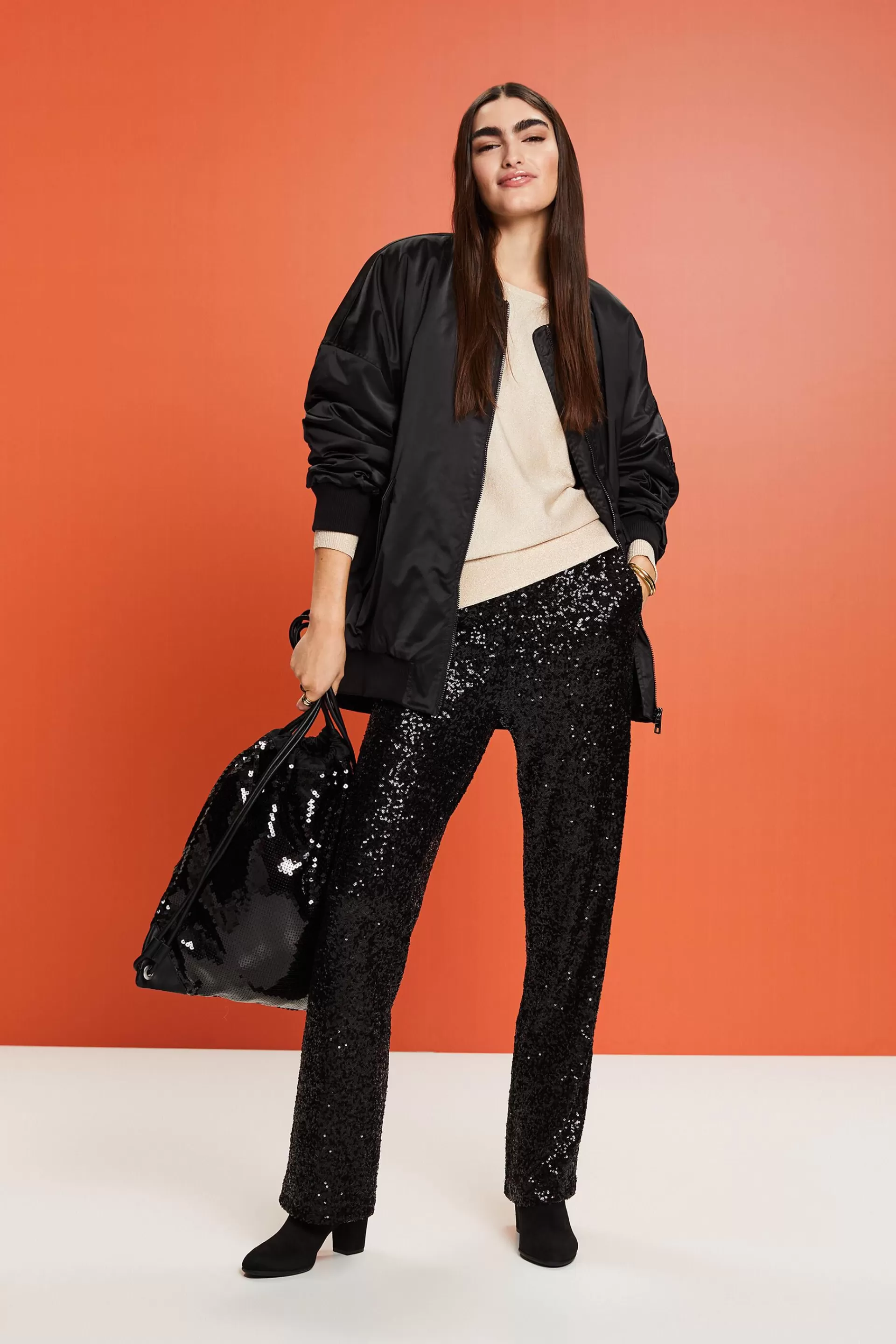 Pullover mit Fledermausärmeln und Glitzereffekt, LENZING™ ECOVERO™-ESPRIT Outlet