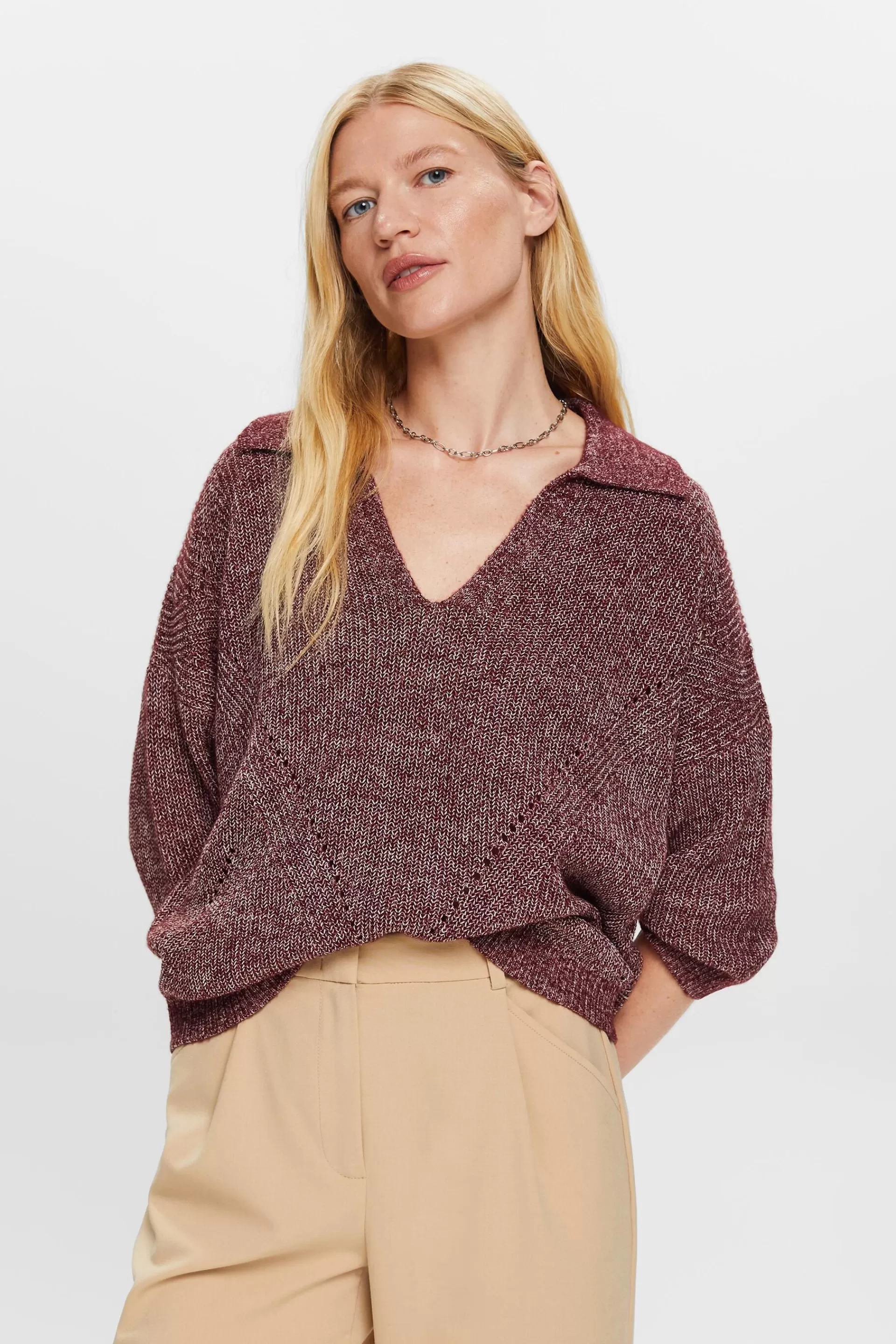 Pullover mit Polokragen, Baumwollmix-ESPRIT Best Sale