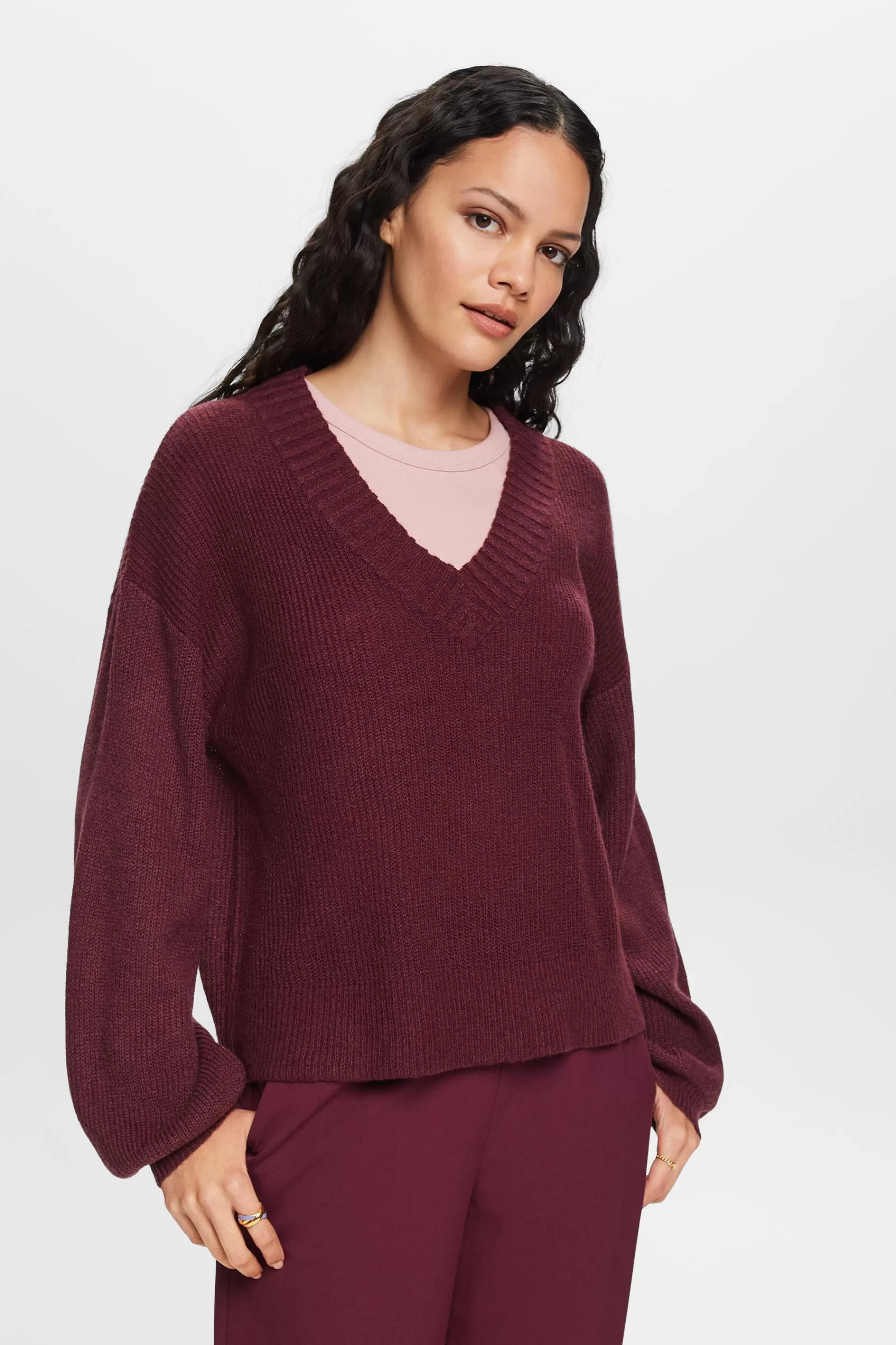 Pullover mit V-Ausschnitt, Wollmix-ESPRIT Best Sale