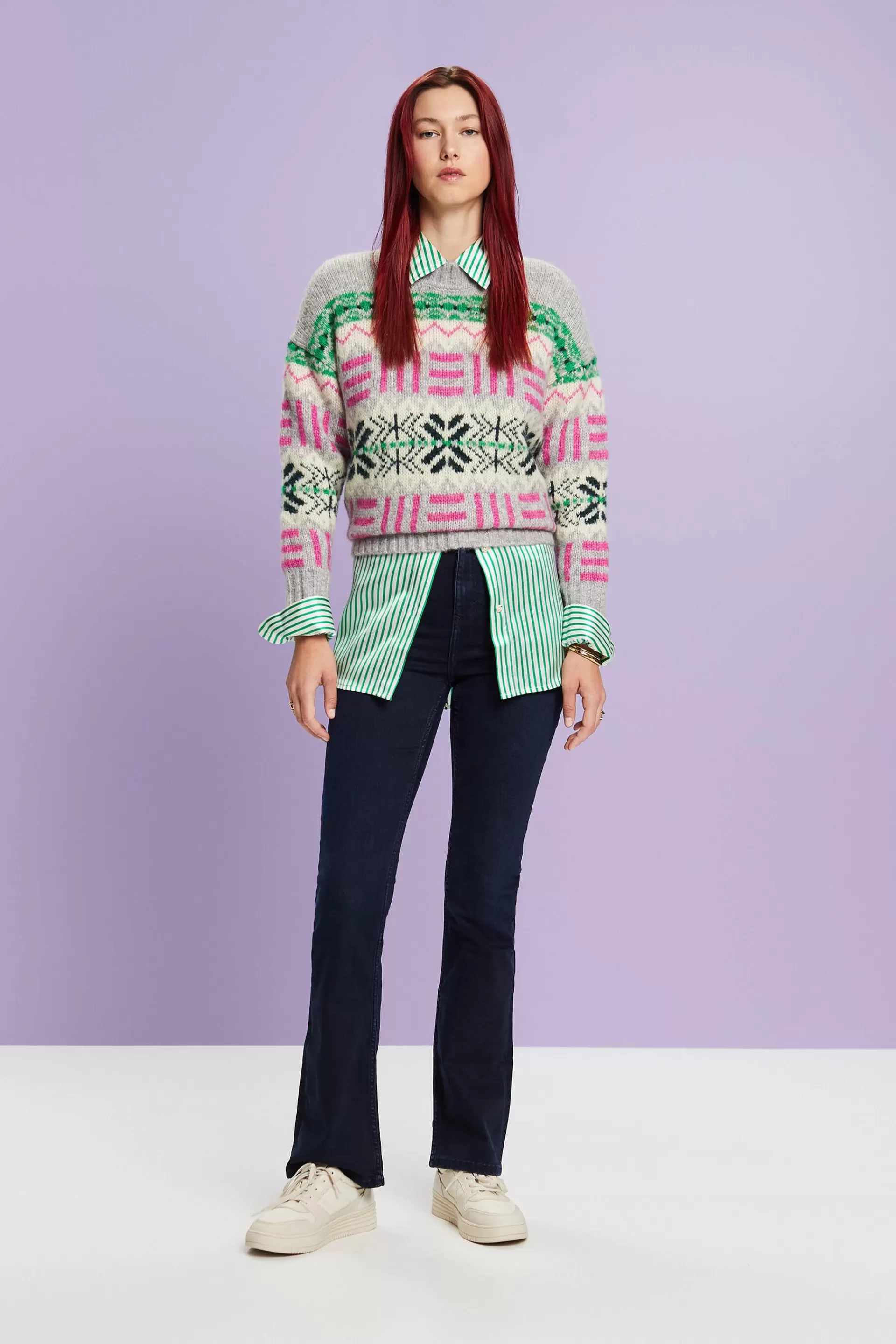 Racer-Bootcut-Jeans mit besonders hohem Bund-ESPRIT Online