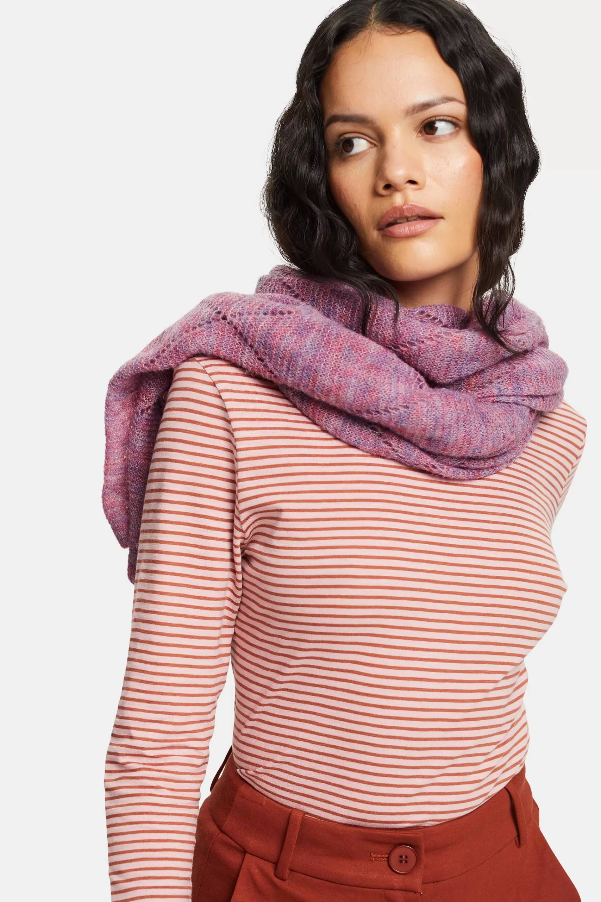 Recycelt: Ajour-Schal mit Wolle-ESPRIT Discount