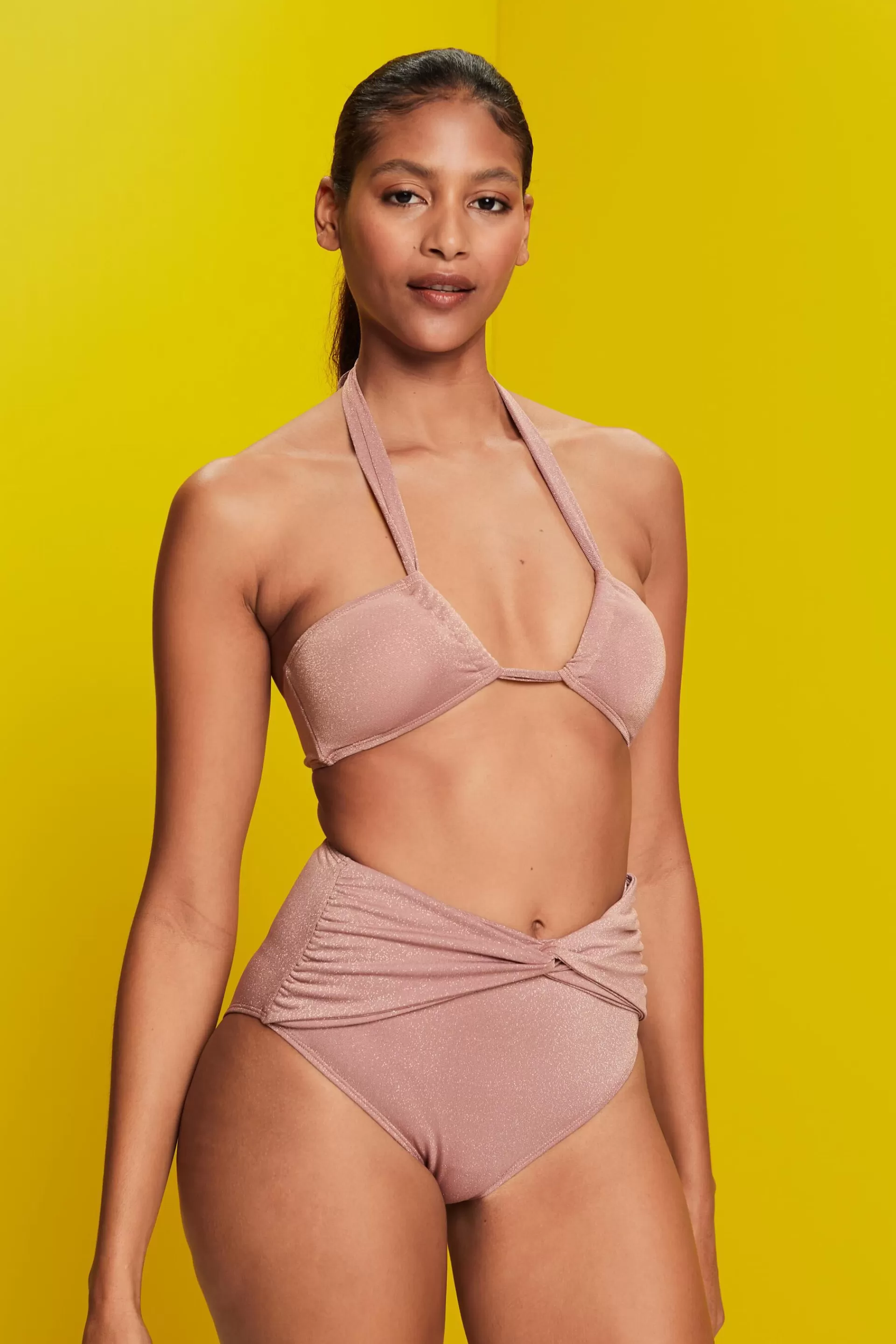 Recycelt: glitzernde Bikinihose mit hohem Bund-ESPRIT Cheap