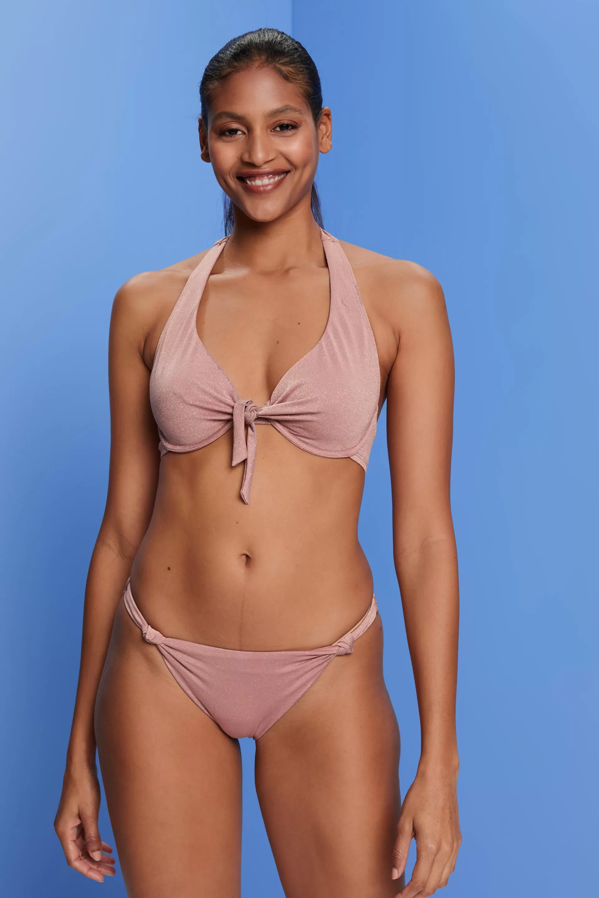 Recycelt: glitzerndes Neckholder-Bikinitop mit Bügel-Cups-ESPRIT Best