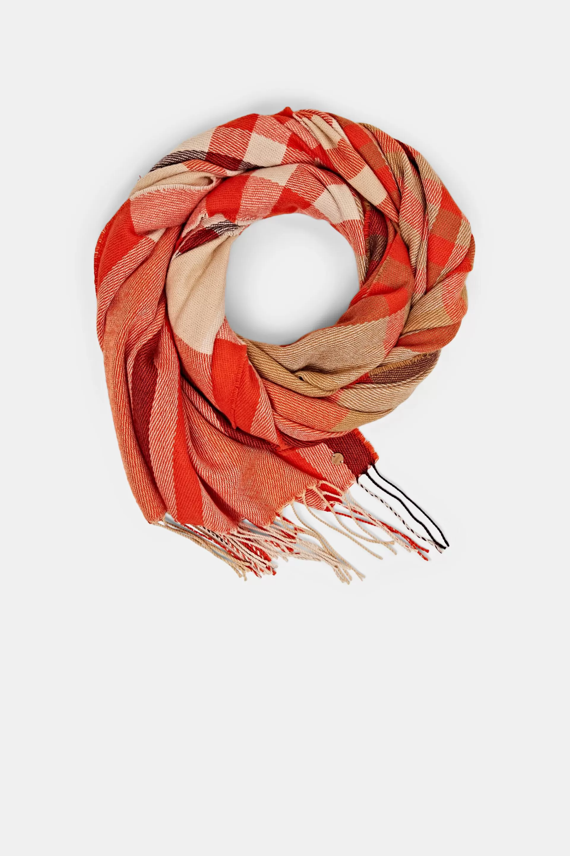 Recycelt: karierter Schal mit Fransen-ESPRIT Best Sale