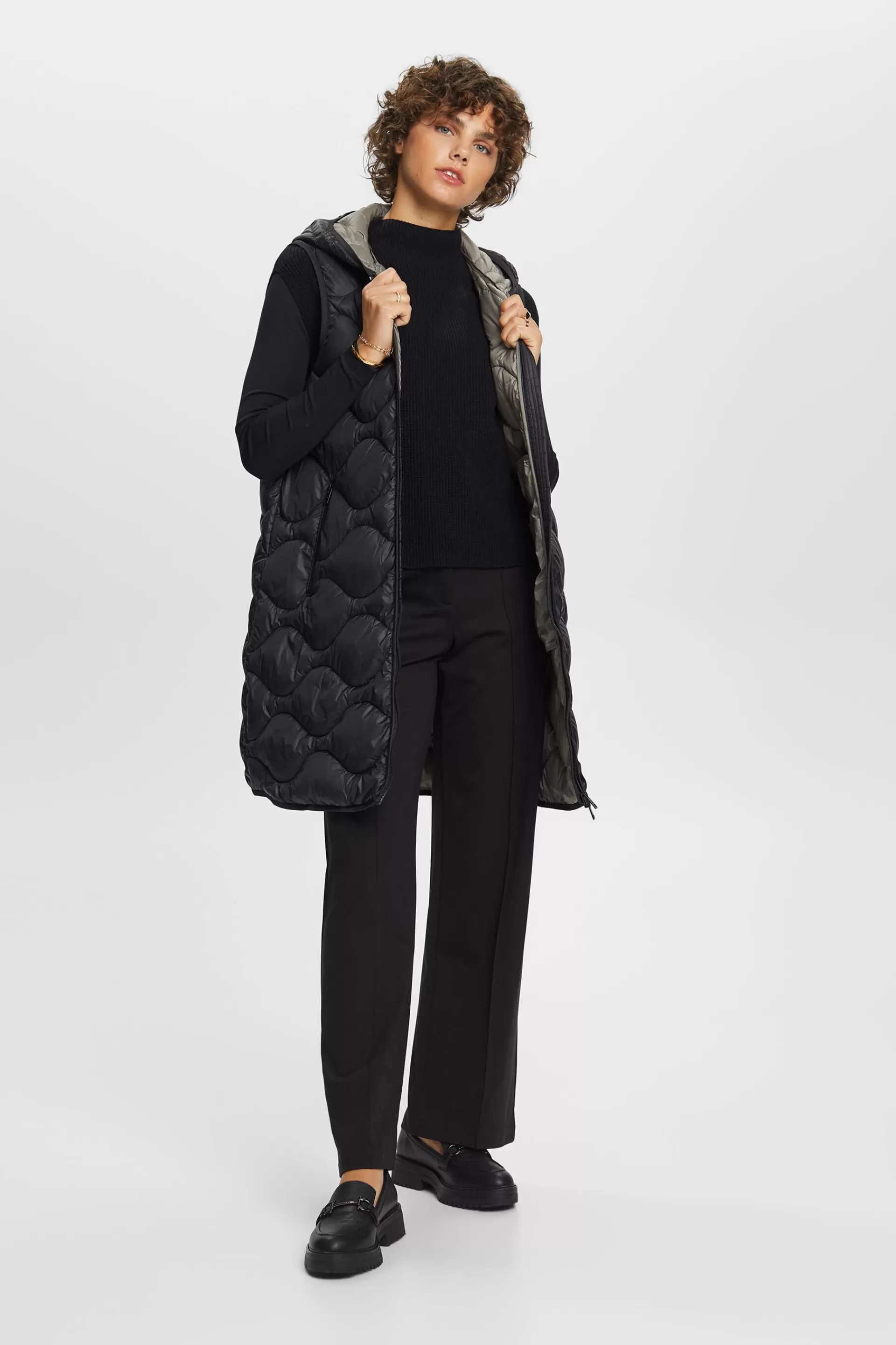 Recycelt: lange Steppweste-ESPRIT Store