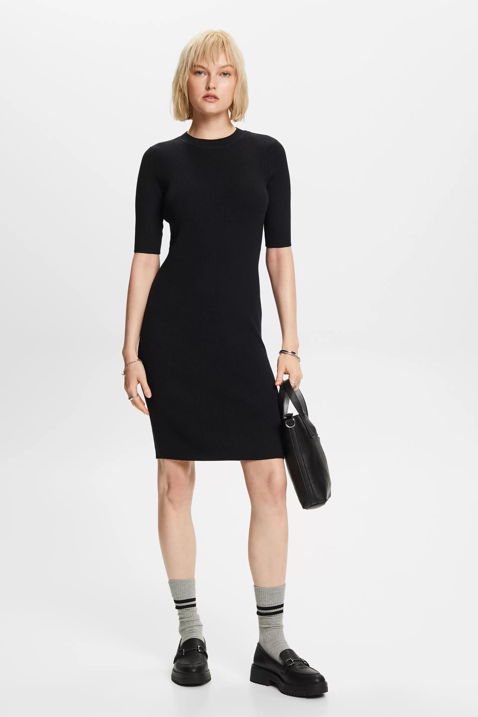 Recycelt: Rippstrickkleid-ESPRIT New