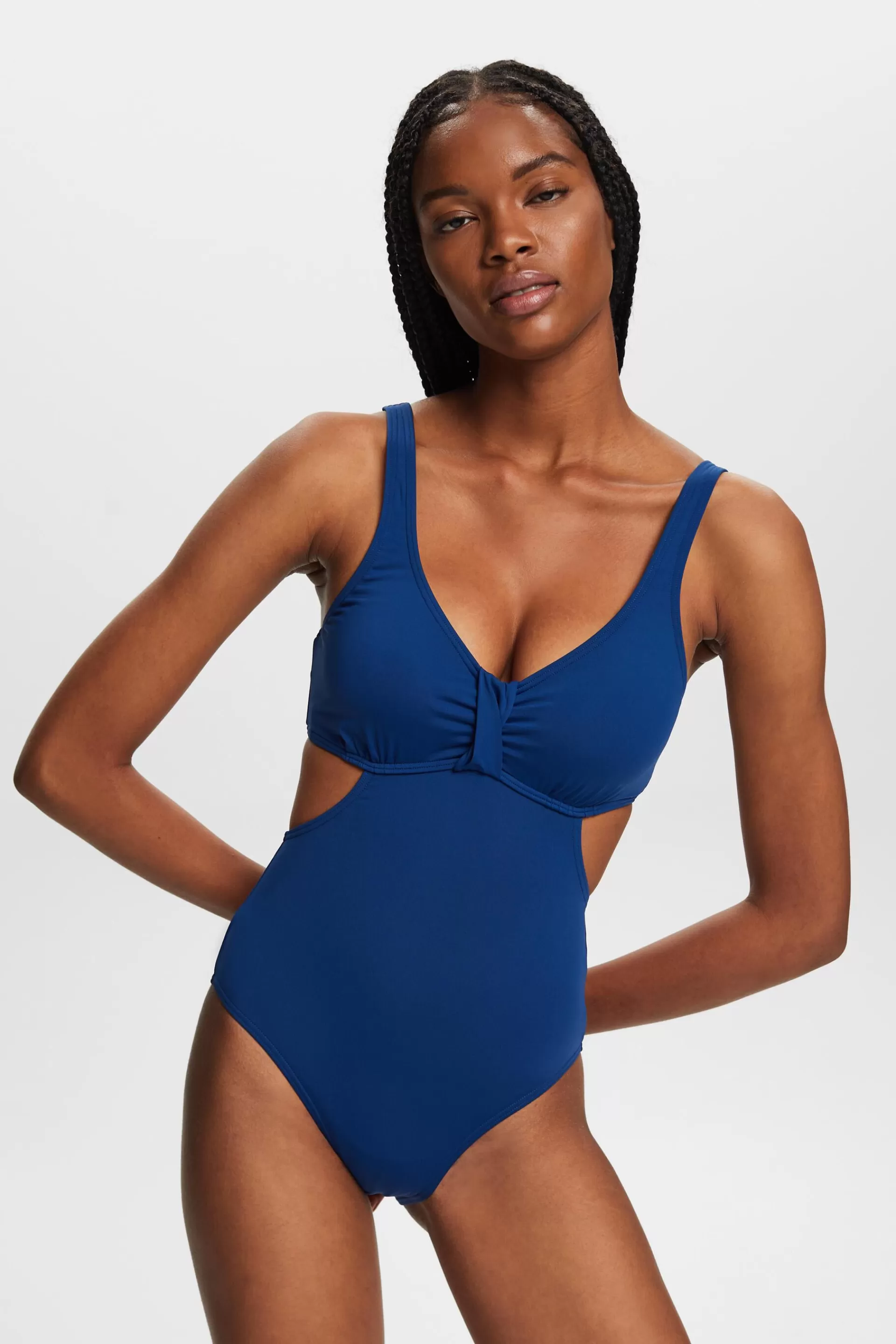 Recycelt: Wattierter Badeanzug mit Cut-Outs-ESPRIT Outlet