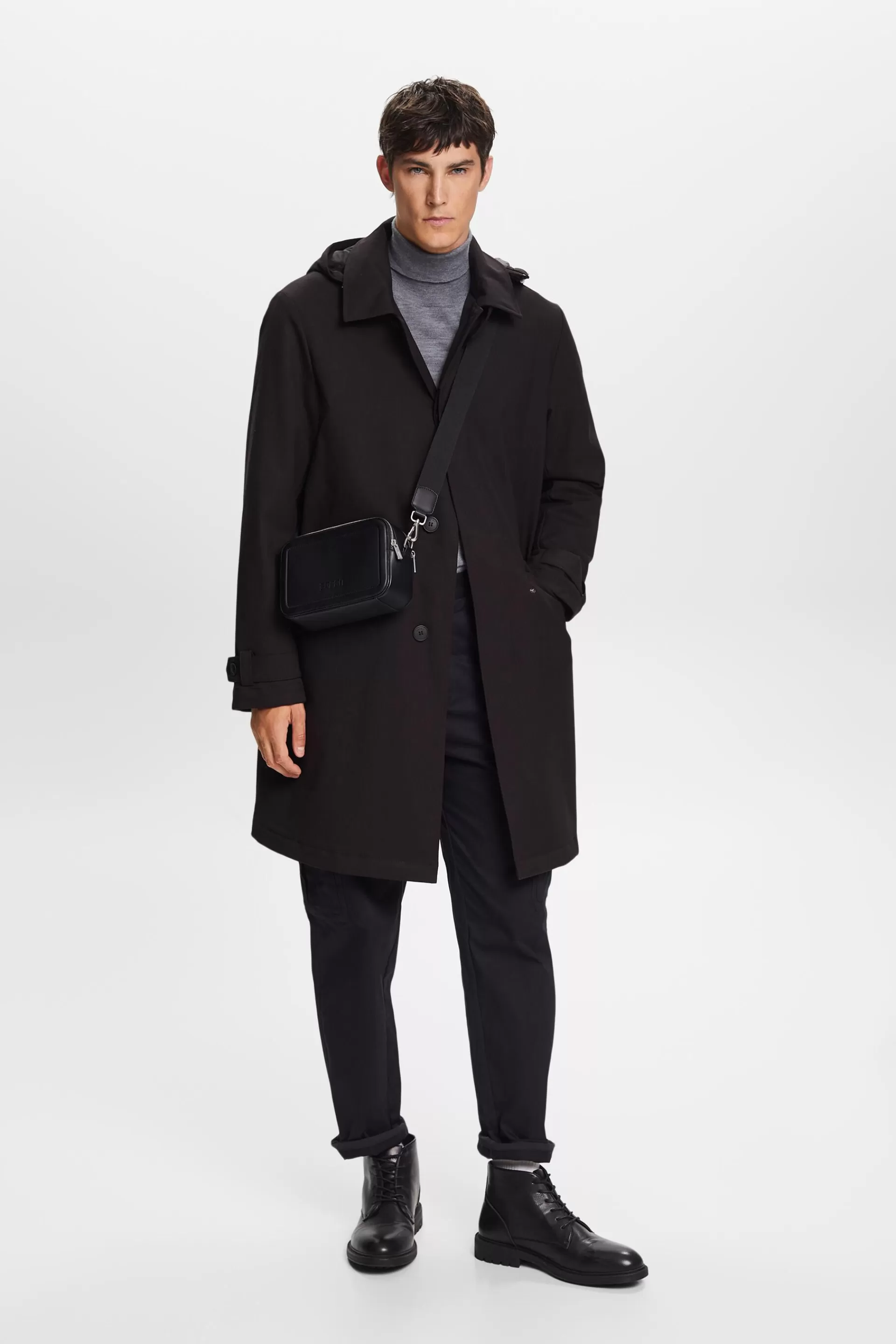 Recycelt: Wattierter Mac Coat mit flexibler Kapuze-ESPRIT Online