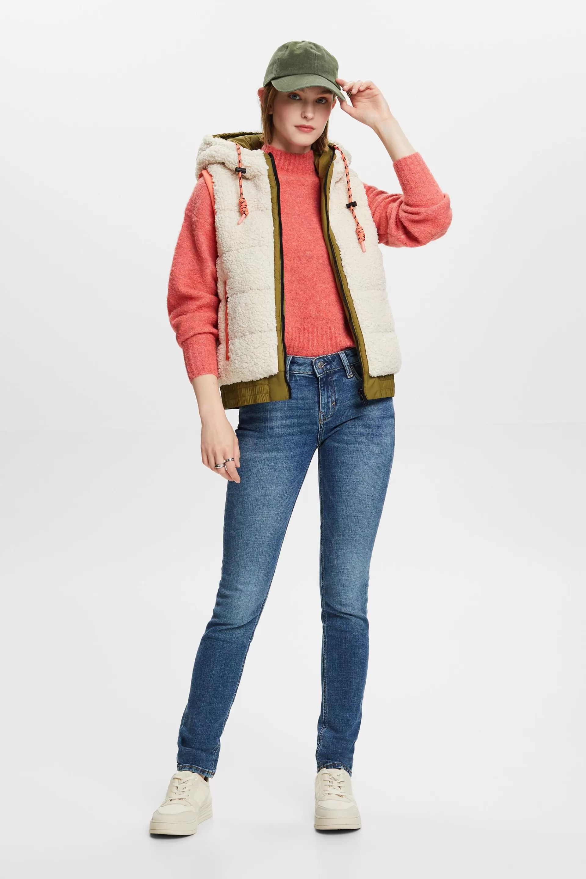 Recycled: schmale Stretchjeans mit hohem Bund-ESPRIT New