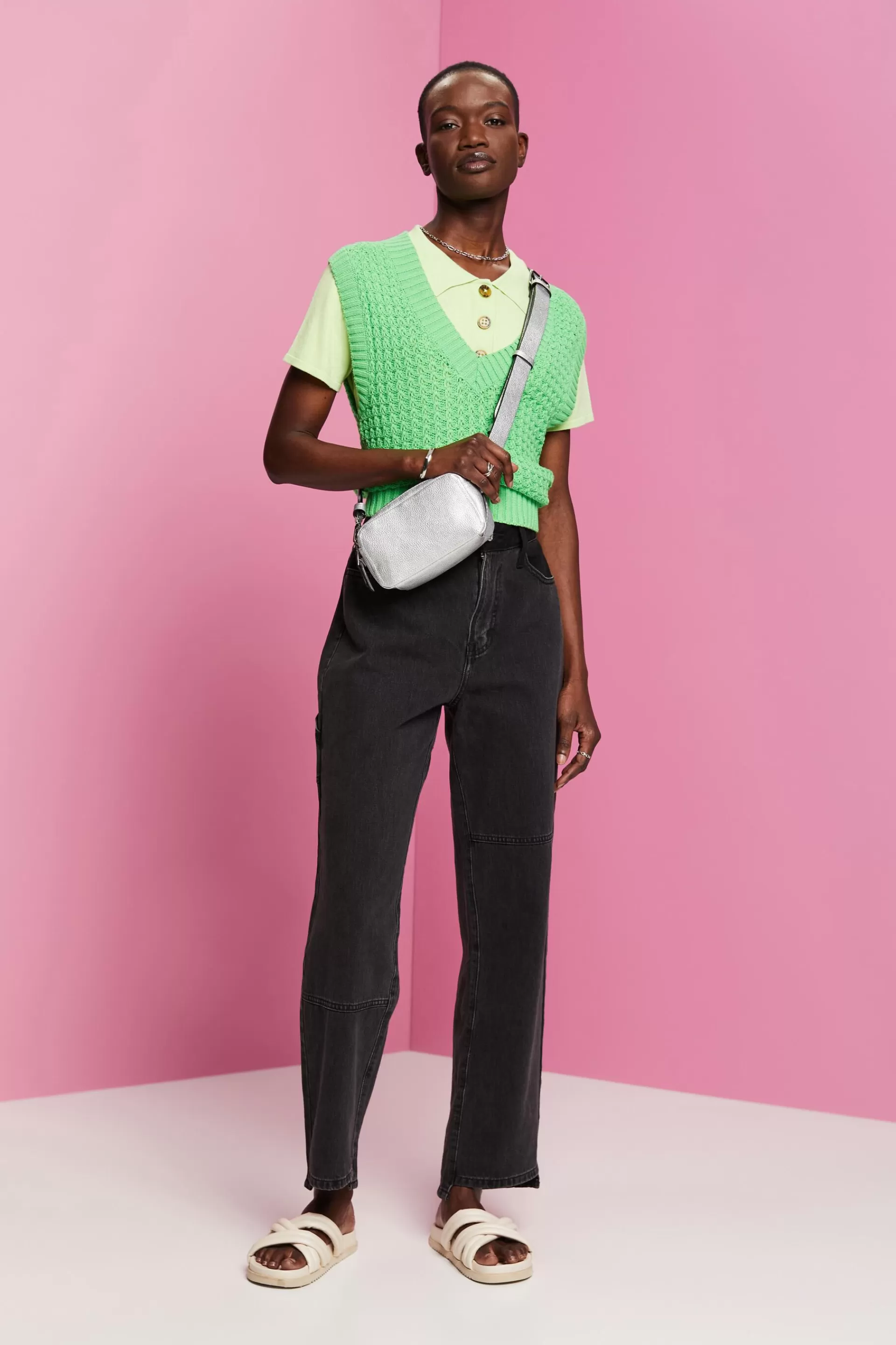 Retro-Jeans mit hohem Bund und weitem Bein-ESPRIT Sale