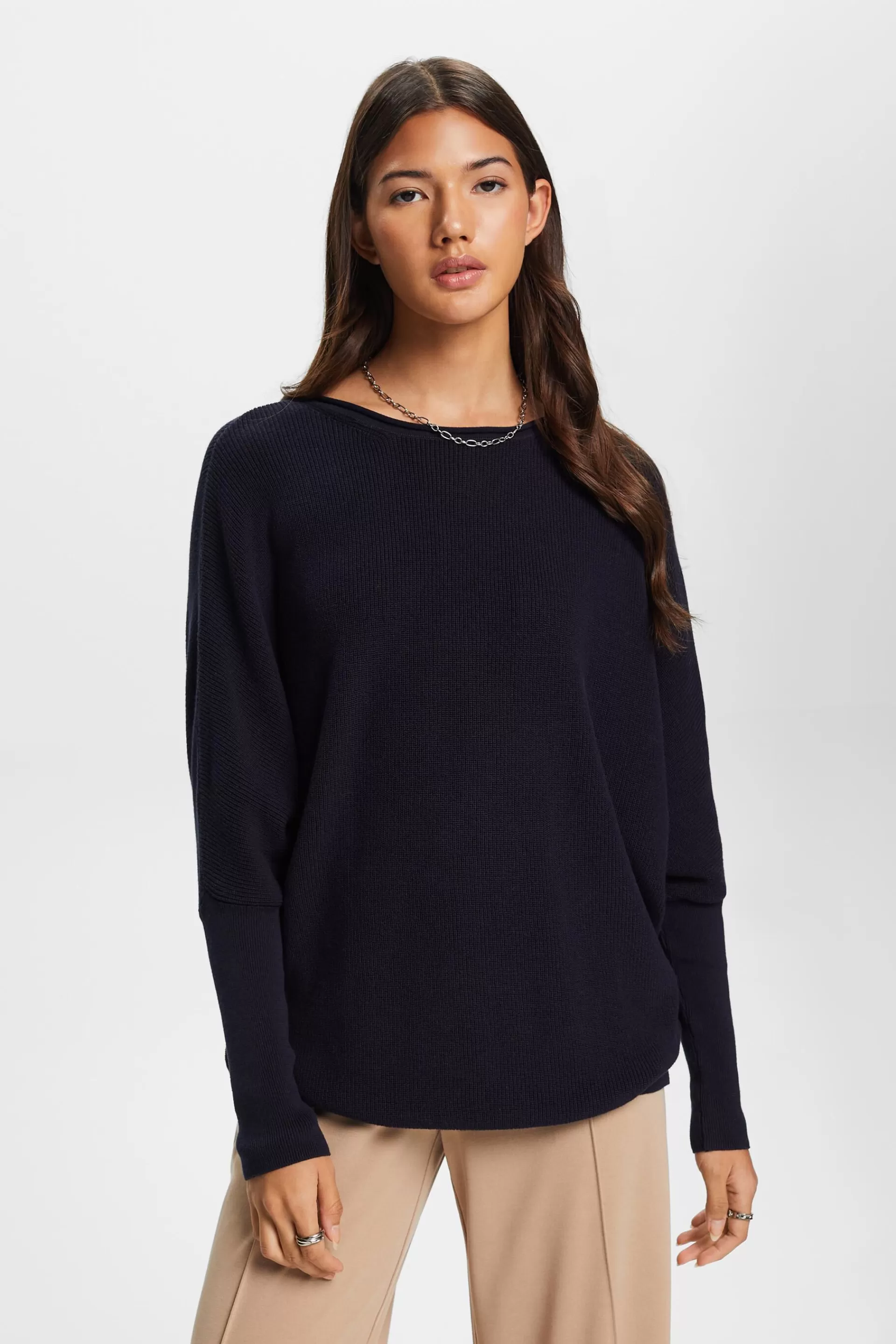 Rippstrickpullover mit Fledermausärmeln-ESPRIT Best Sale