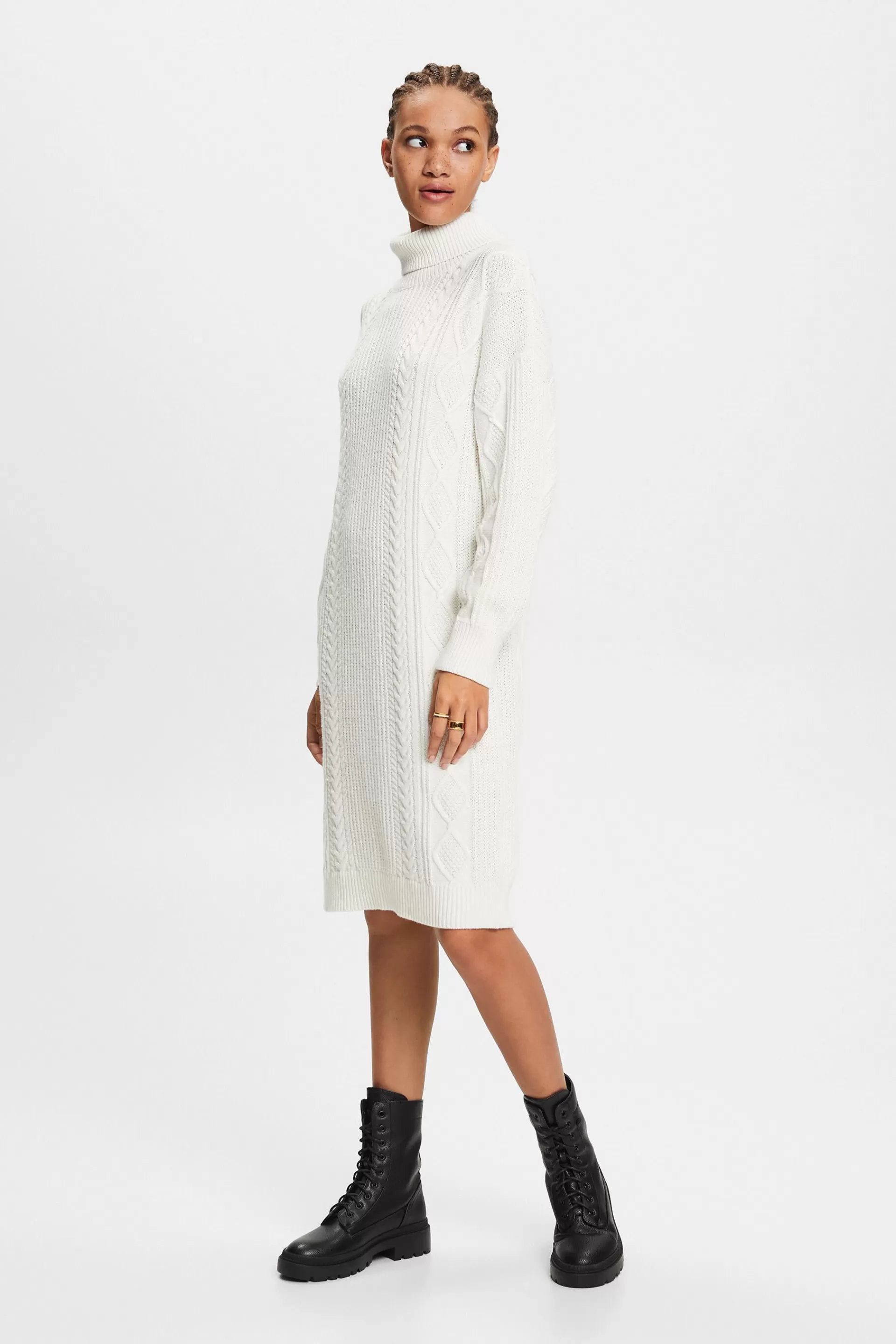 Rollkragenkleid in Grobstrick-Optik-ESPRIT New