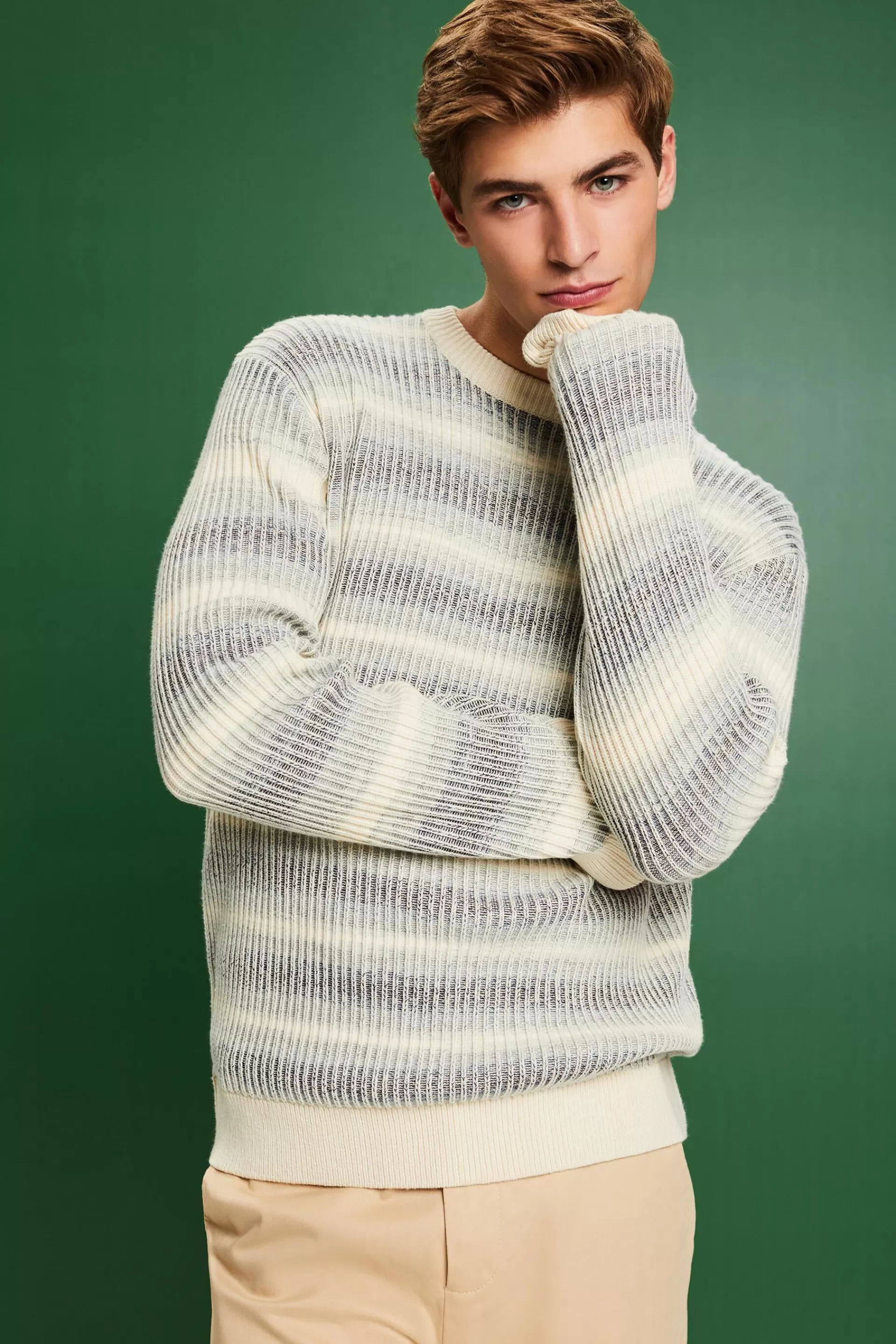 Rundhals-Pullover aus Rippstrick-ESPRIT Discount