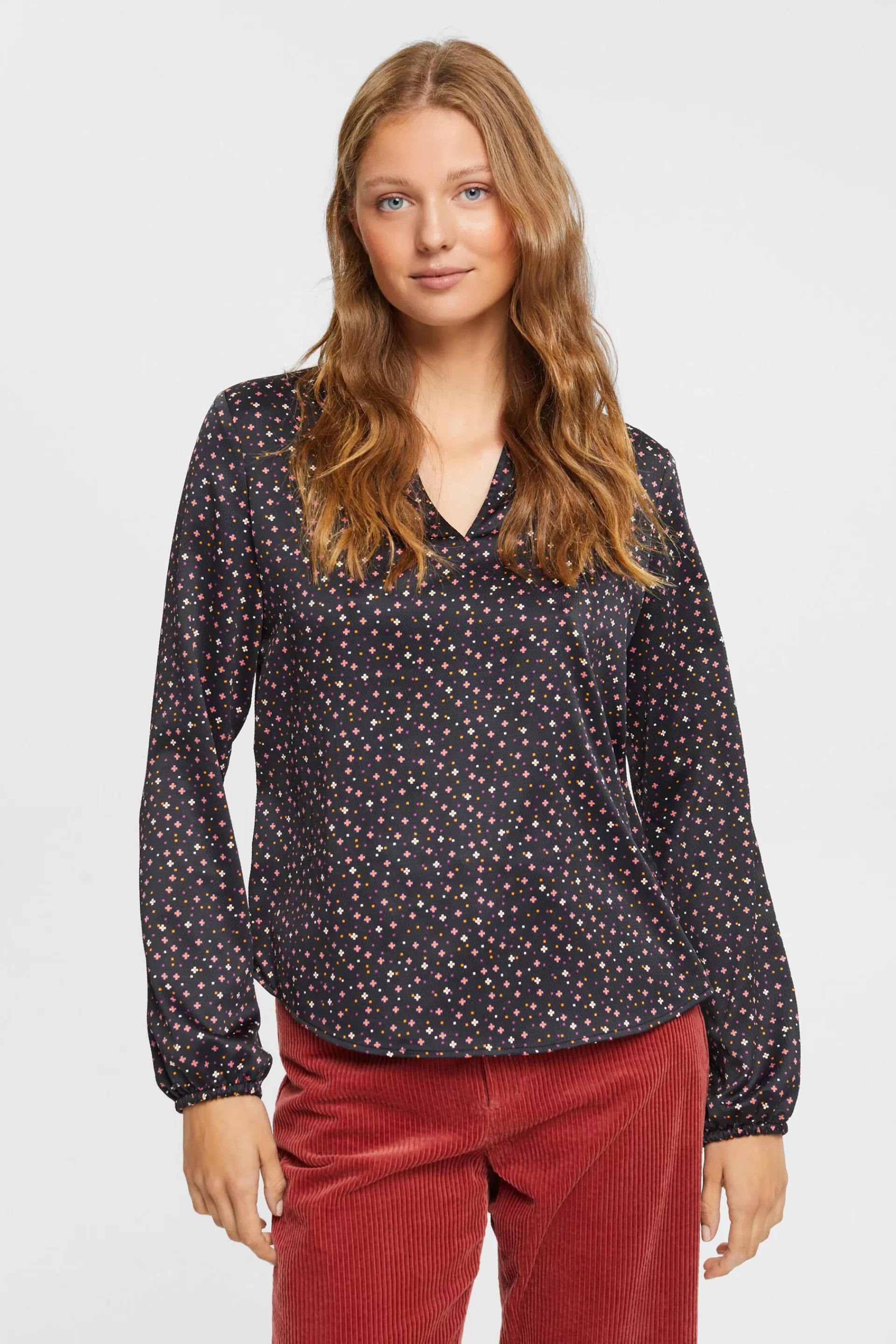 Satinbluse aus Strukturqualität-ESPRIT Discount