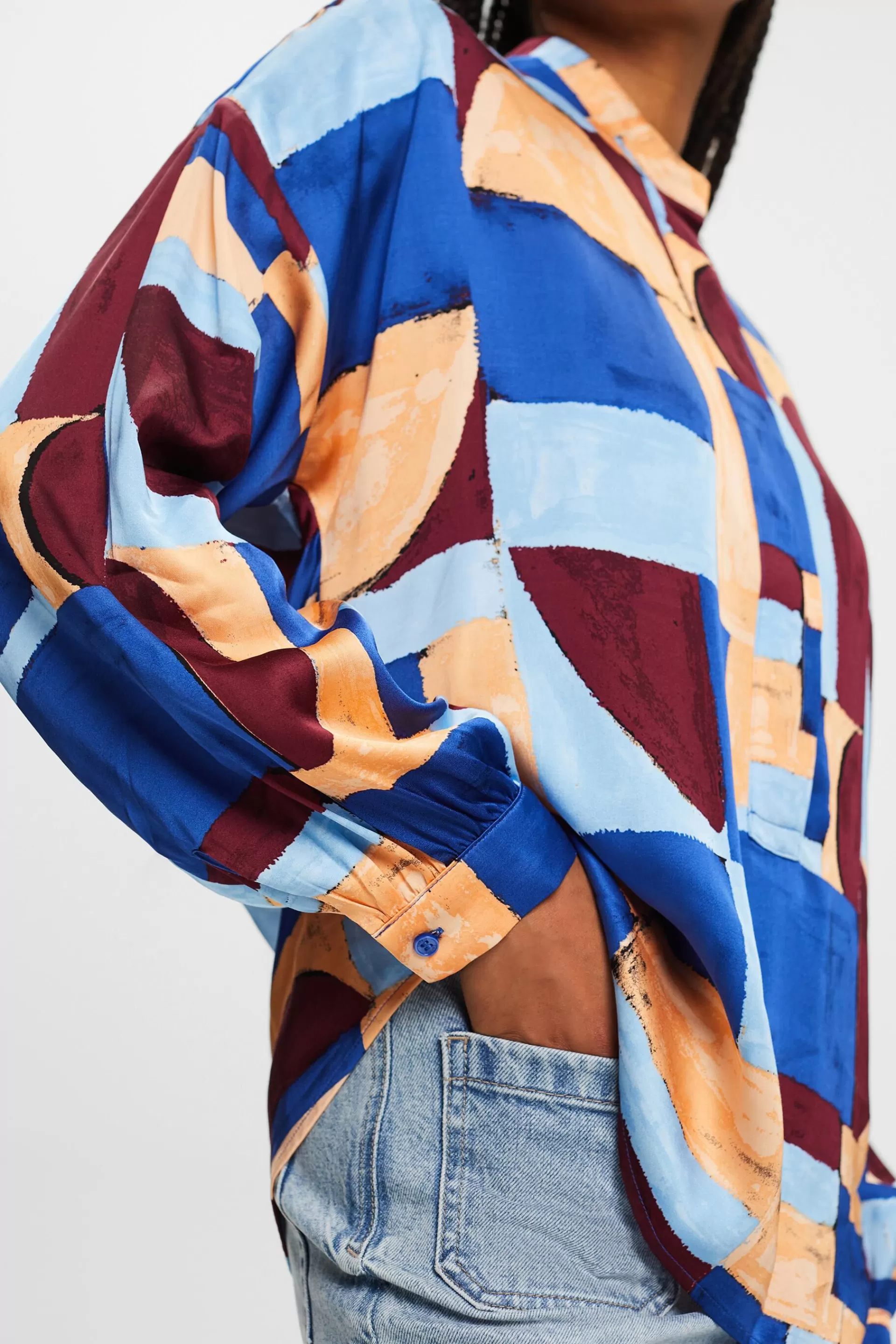 Satinbluse mit geometrischem Print-ESPRIT Shop