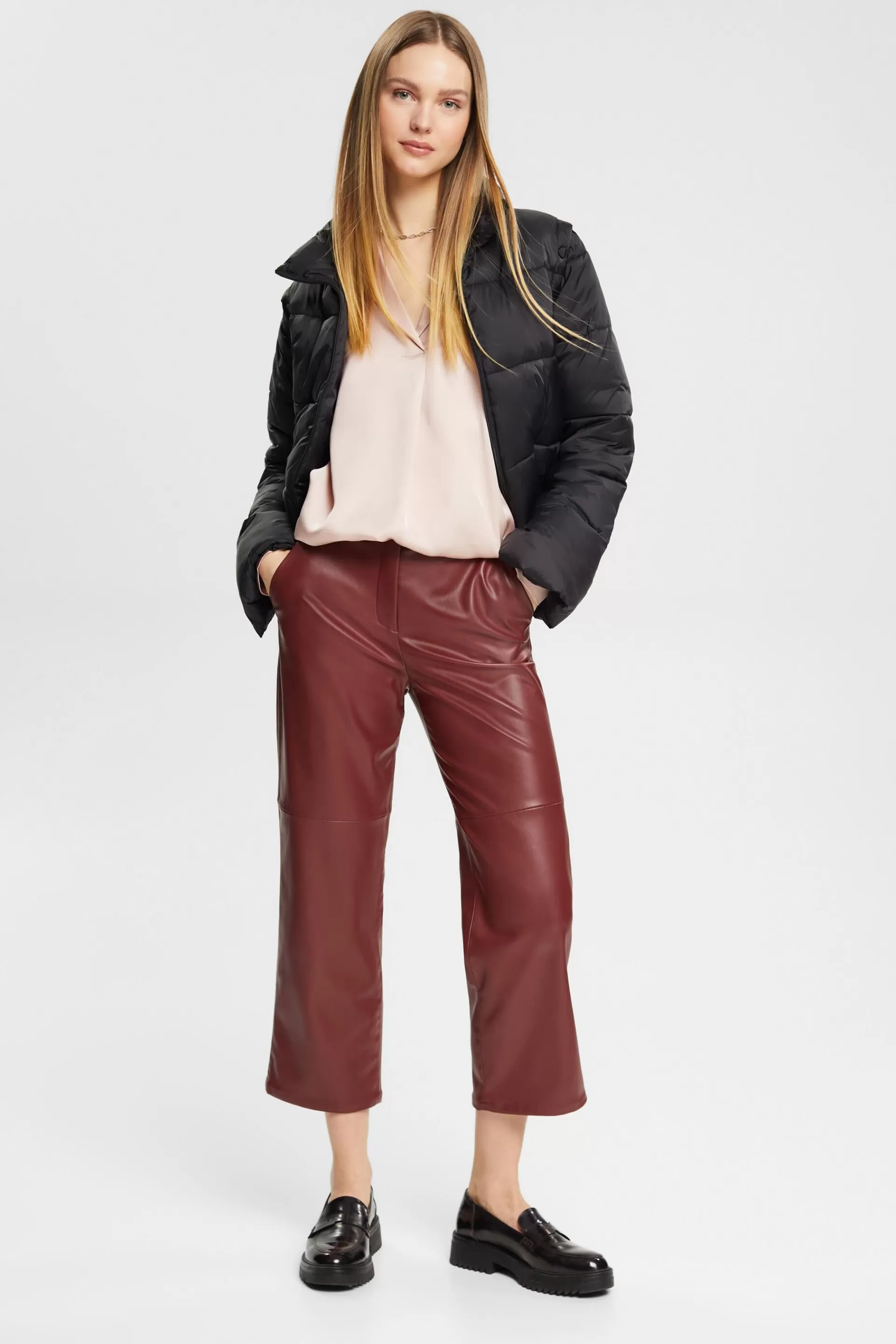 Satinbluse mit Reverskragen, LENZING™ ECOVERO™-ESPRIT Fashion