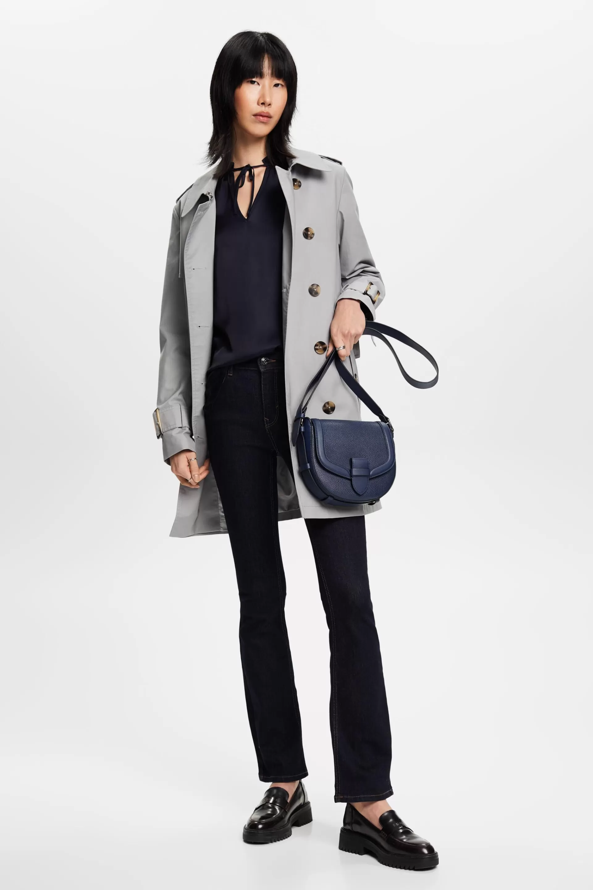Satinbluse mit Rüschenkanten-ESPRIT Discount