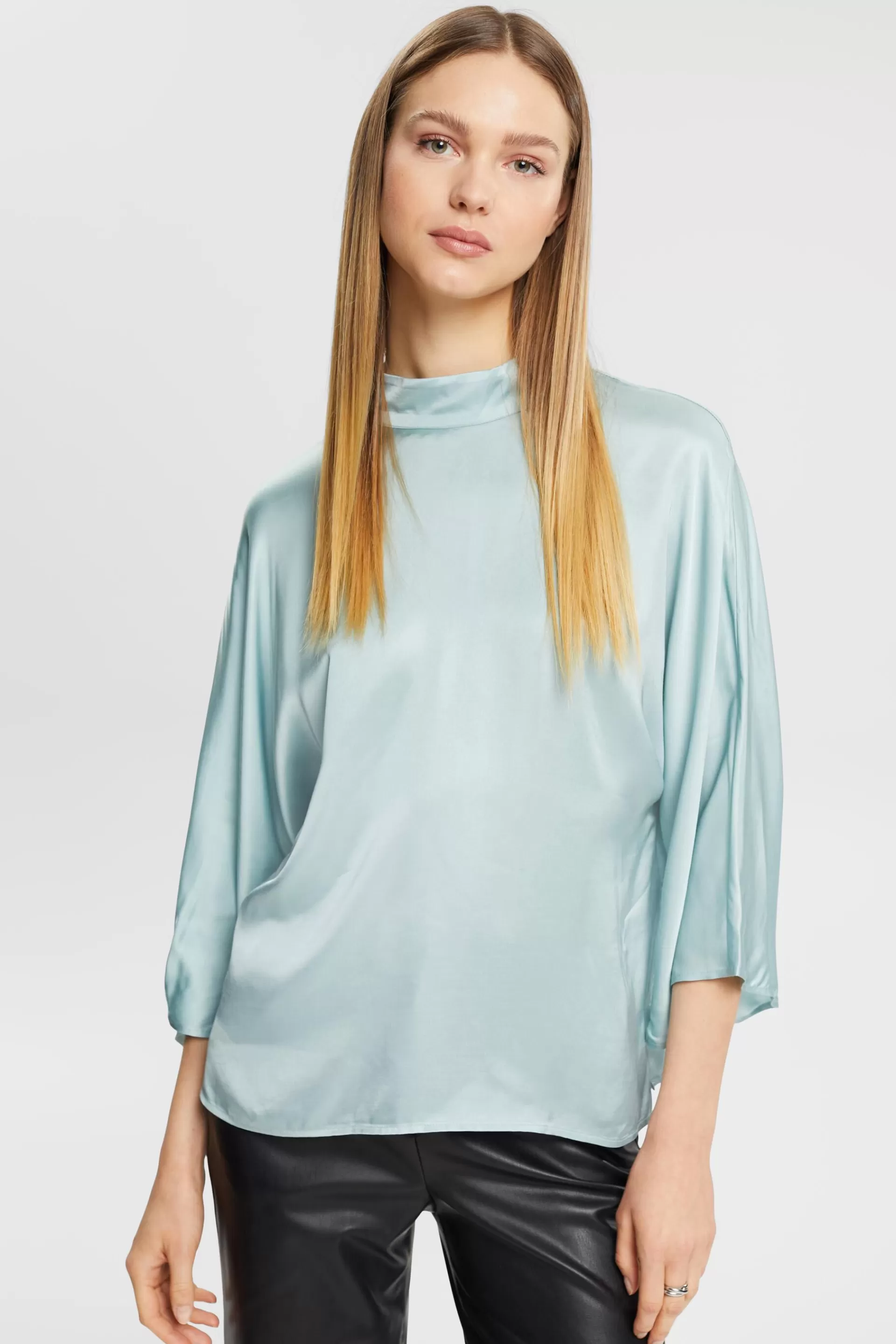 Satinbluse mit Stehkragen-ESPRIT Store