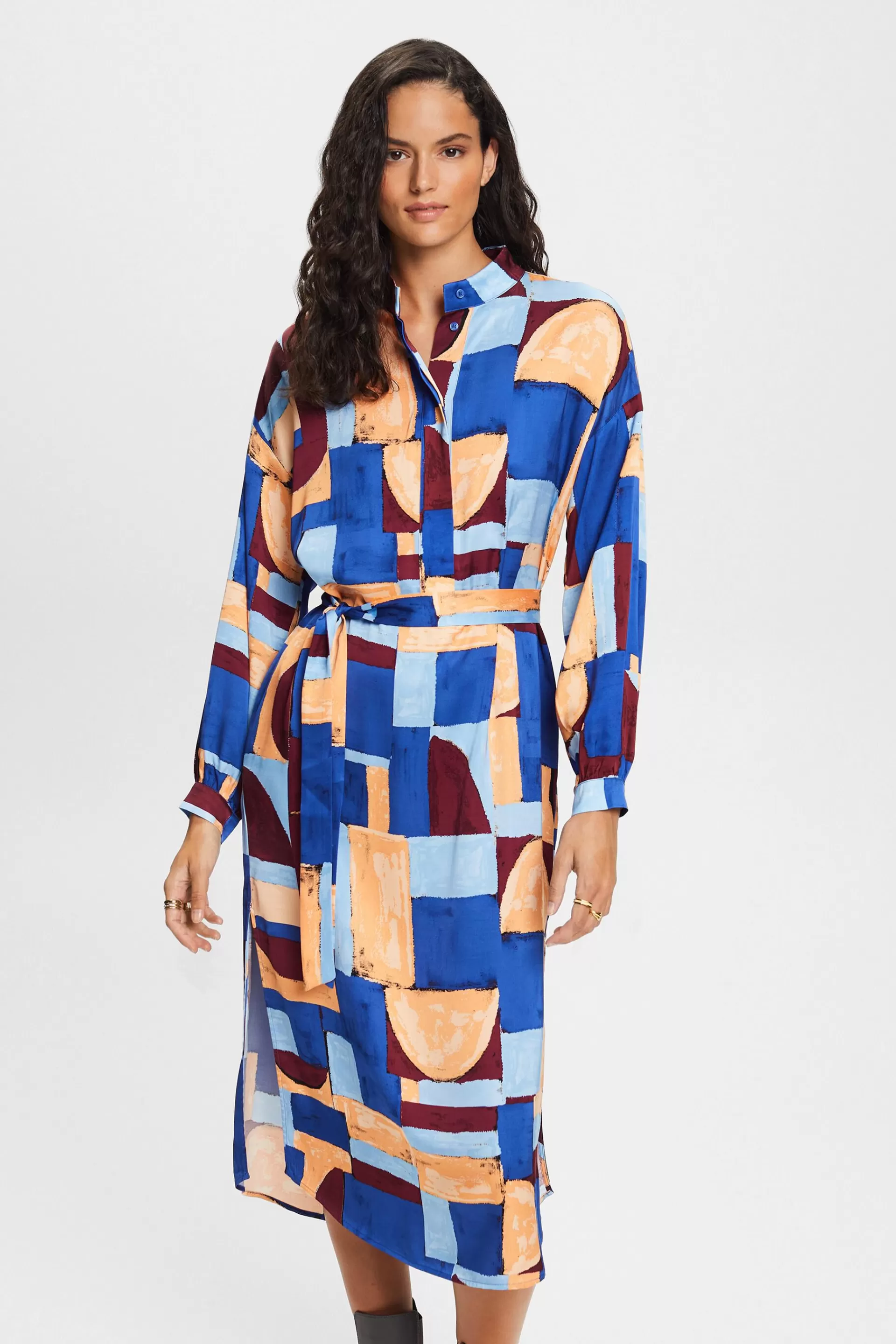 Satin-Hemdblusenkleid mit Print-ESPRIT Flash Sale