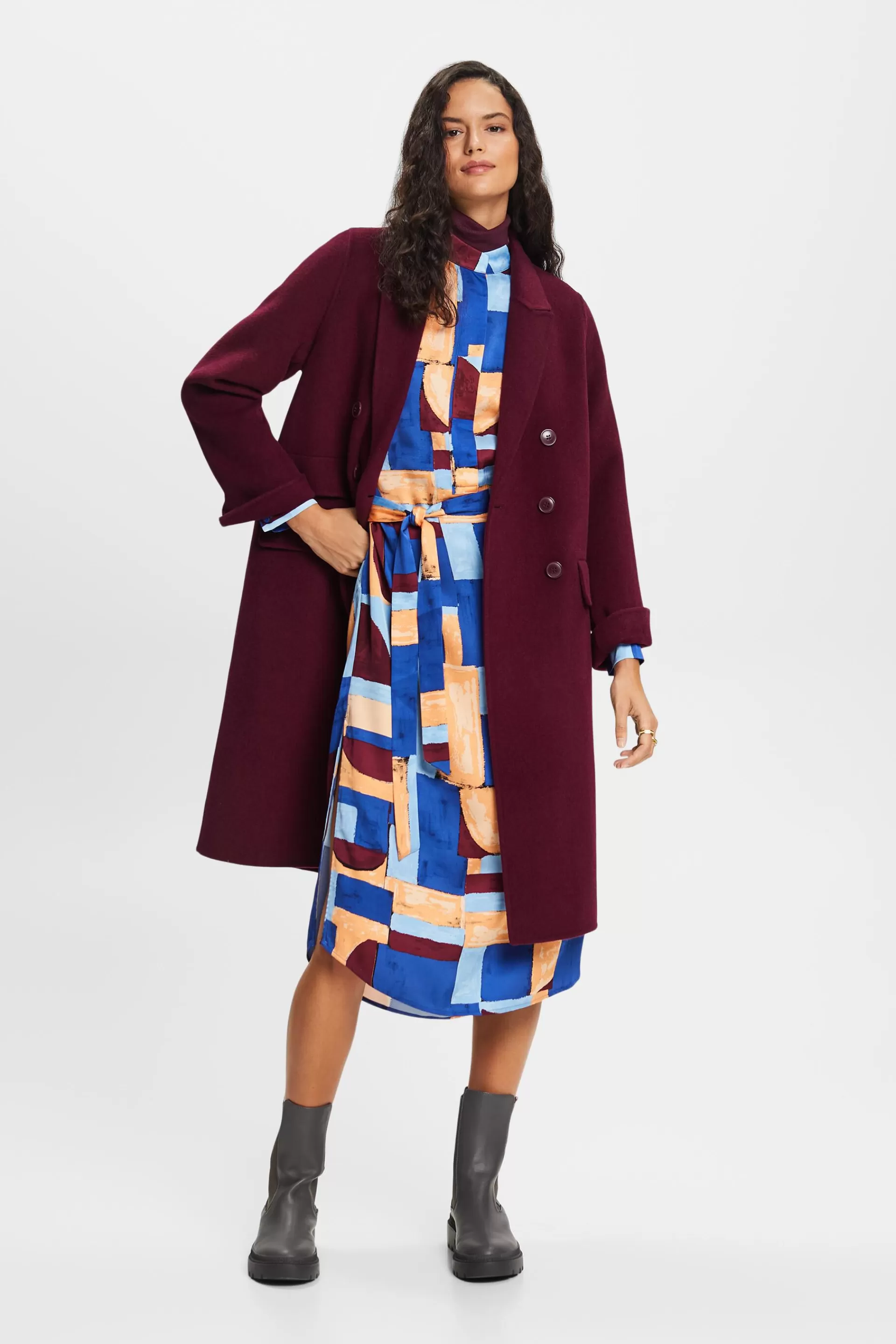 Satin-Hemdblusenkleid mit Print-ESPRIT Flash Sale