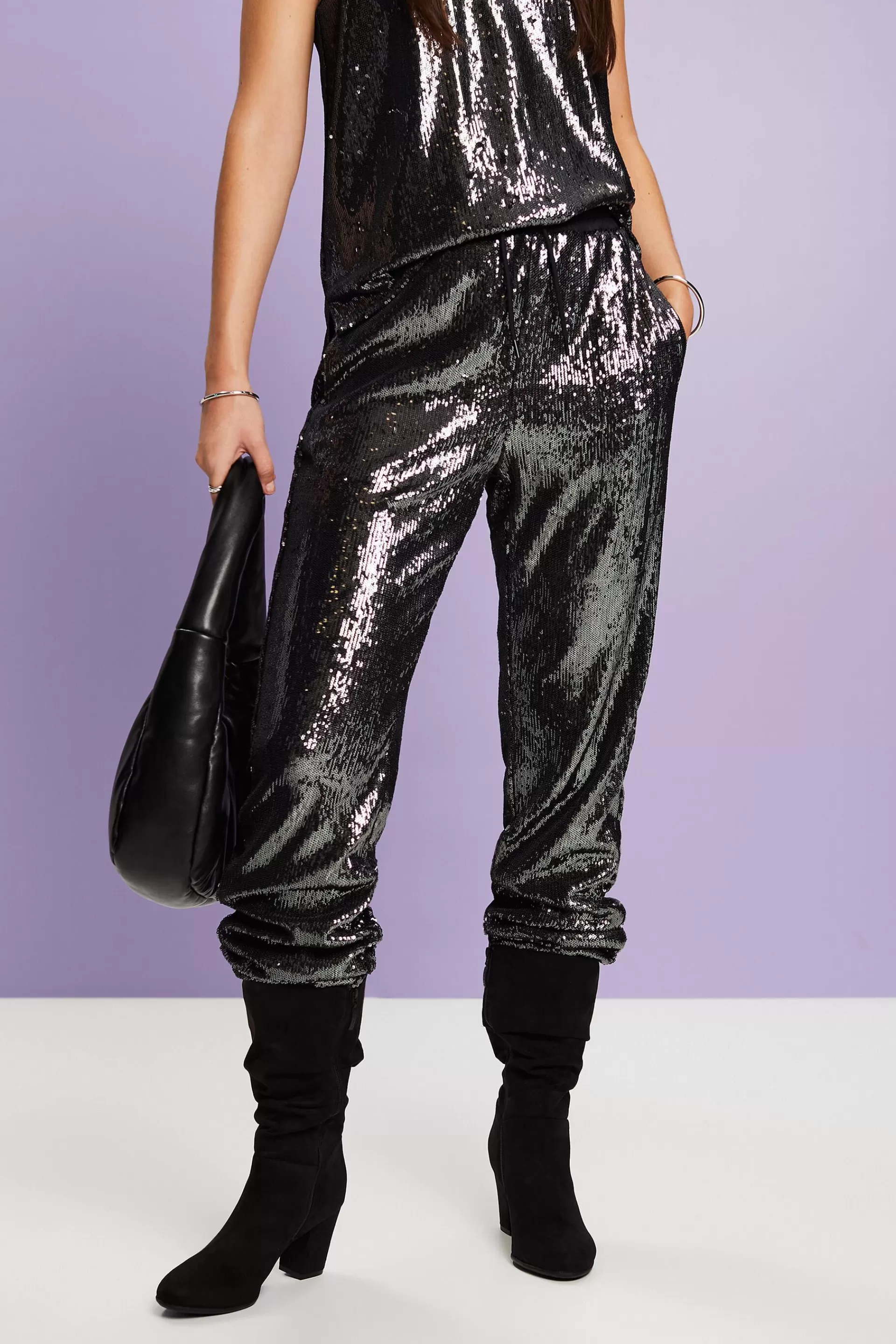 Satin-Hose mit Pailletten-ESPRIT Flash Sale