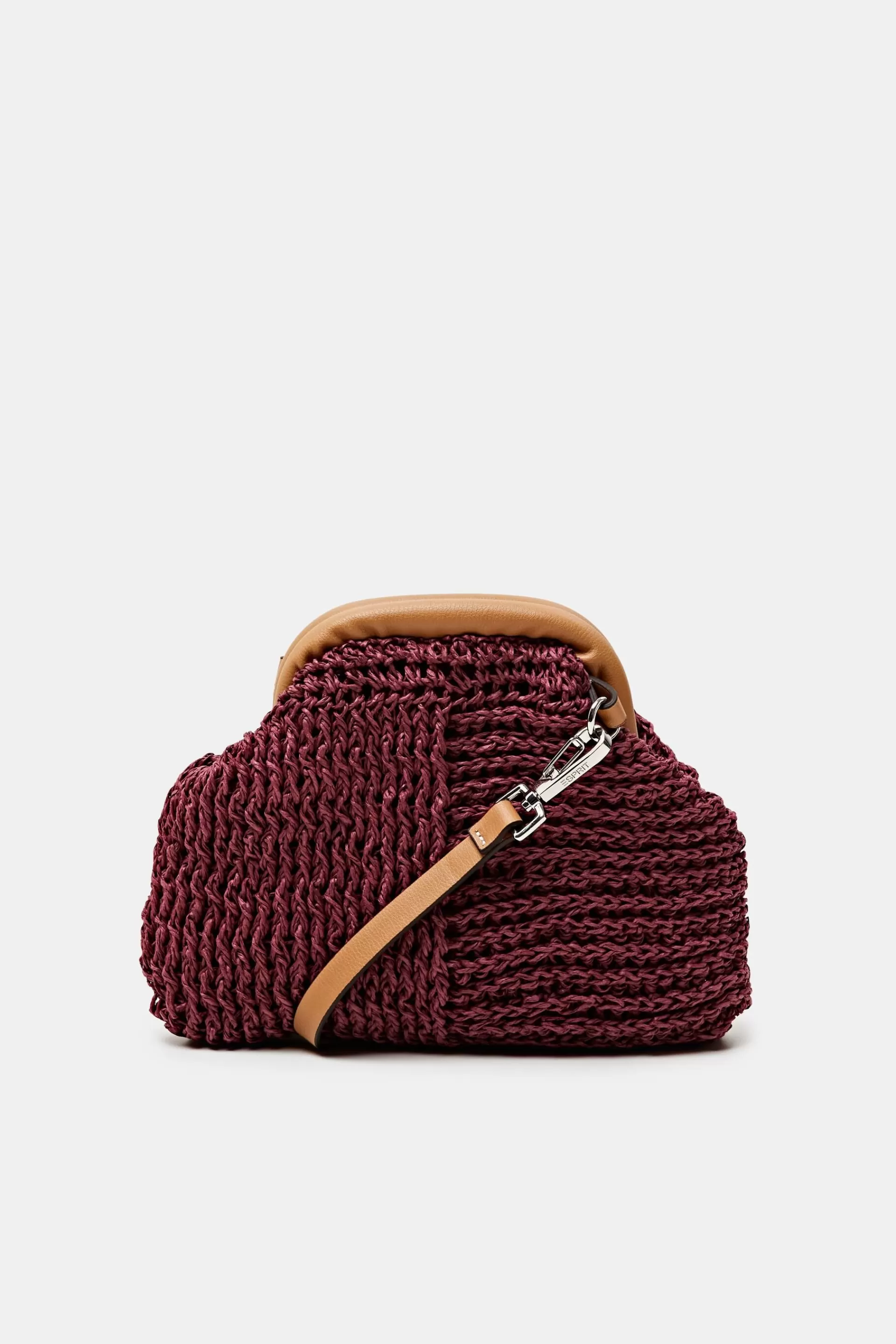 Schultertasche aus Bast mit Details in Lederoptik-ESPRIT Best Sale