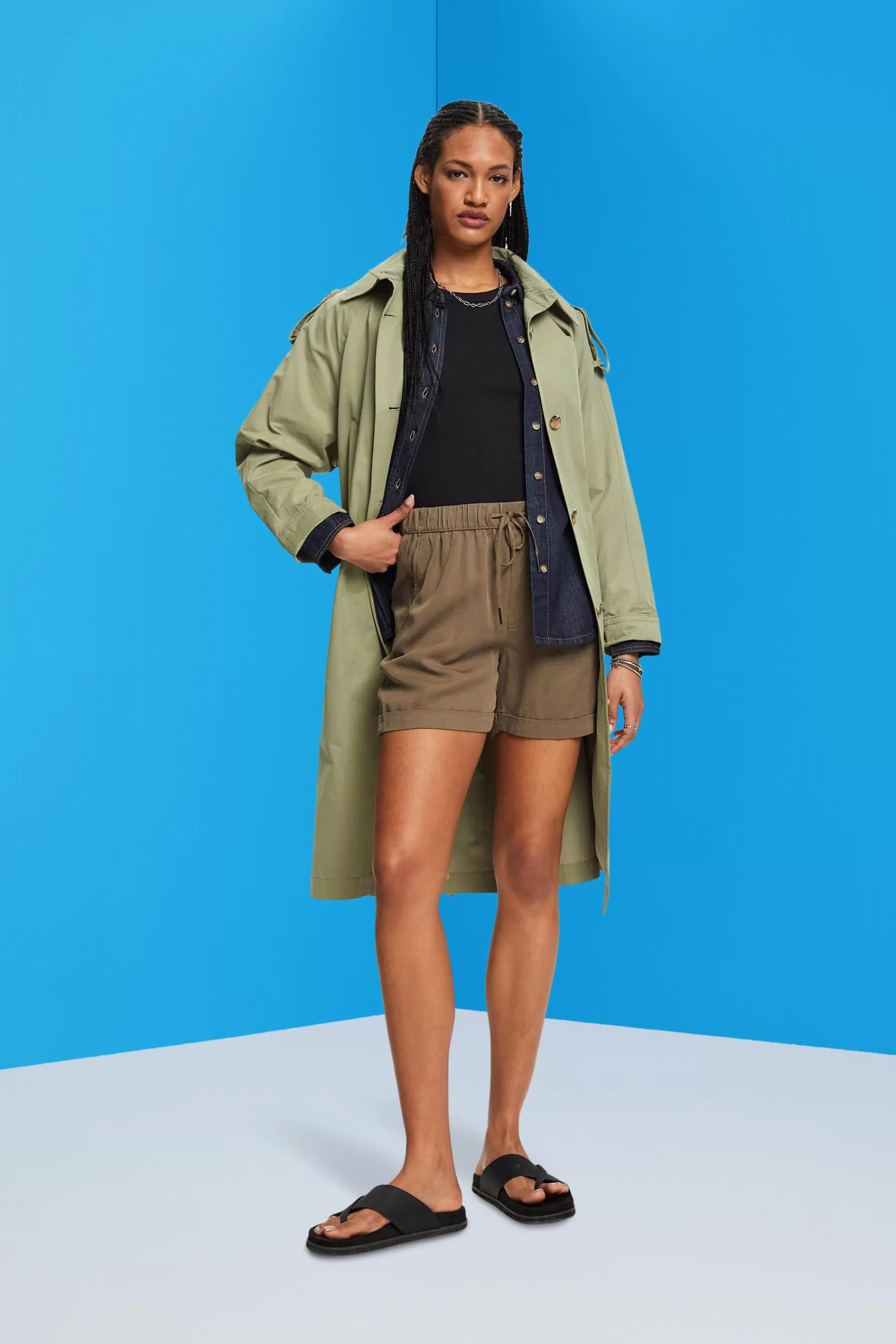Shorts aus TENCEL™ mit Bindegürtel-ESPRIT Flash Sale