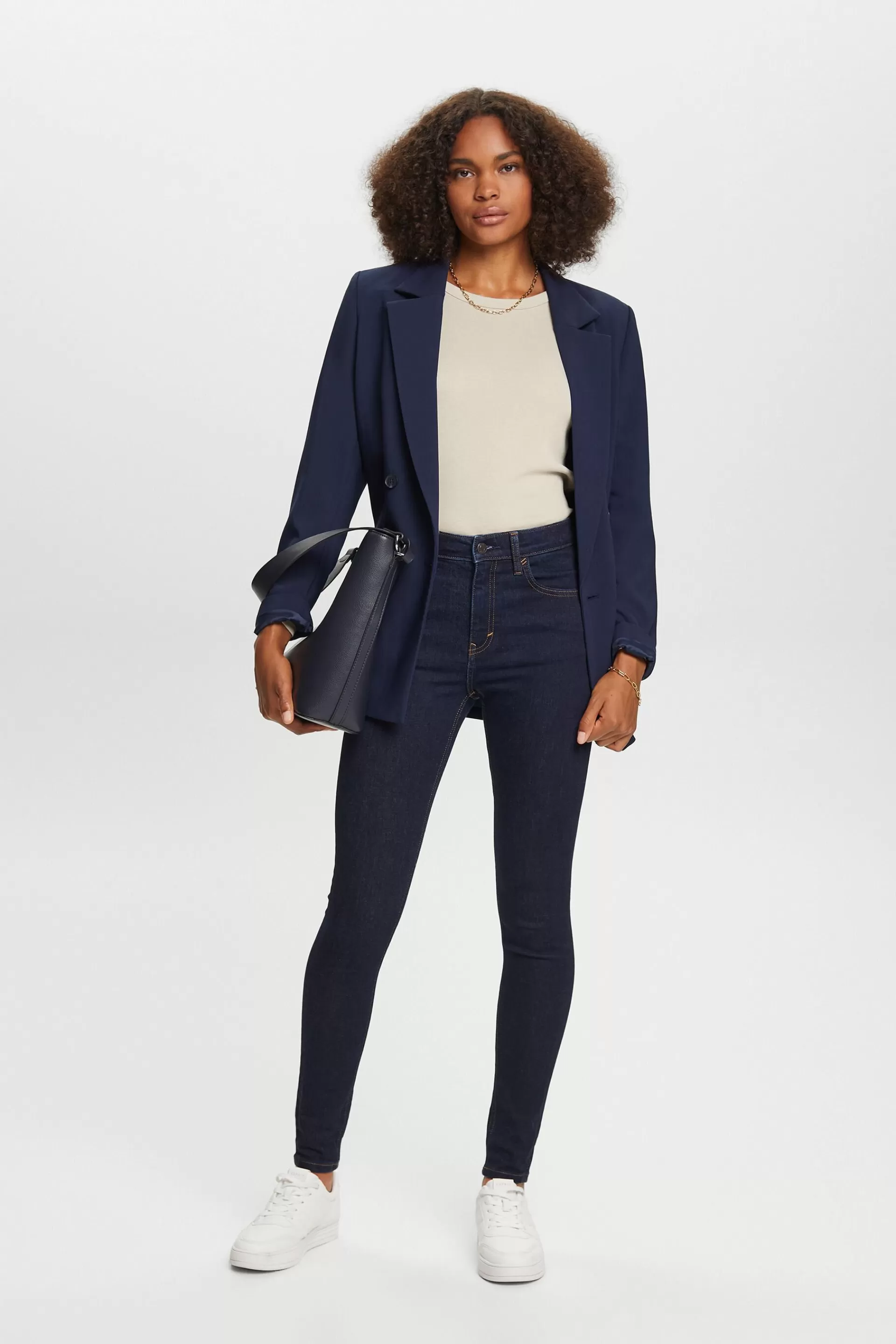 Skinny Jeans mit hohem Bund, Baumwollstretch-ESPRIT New