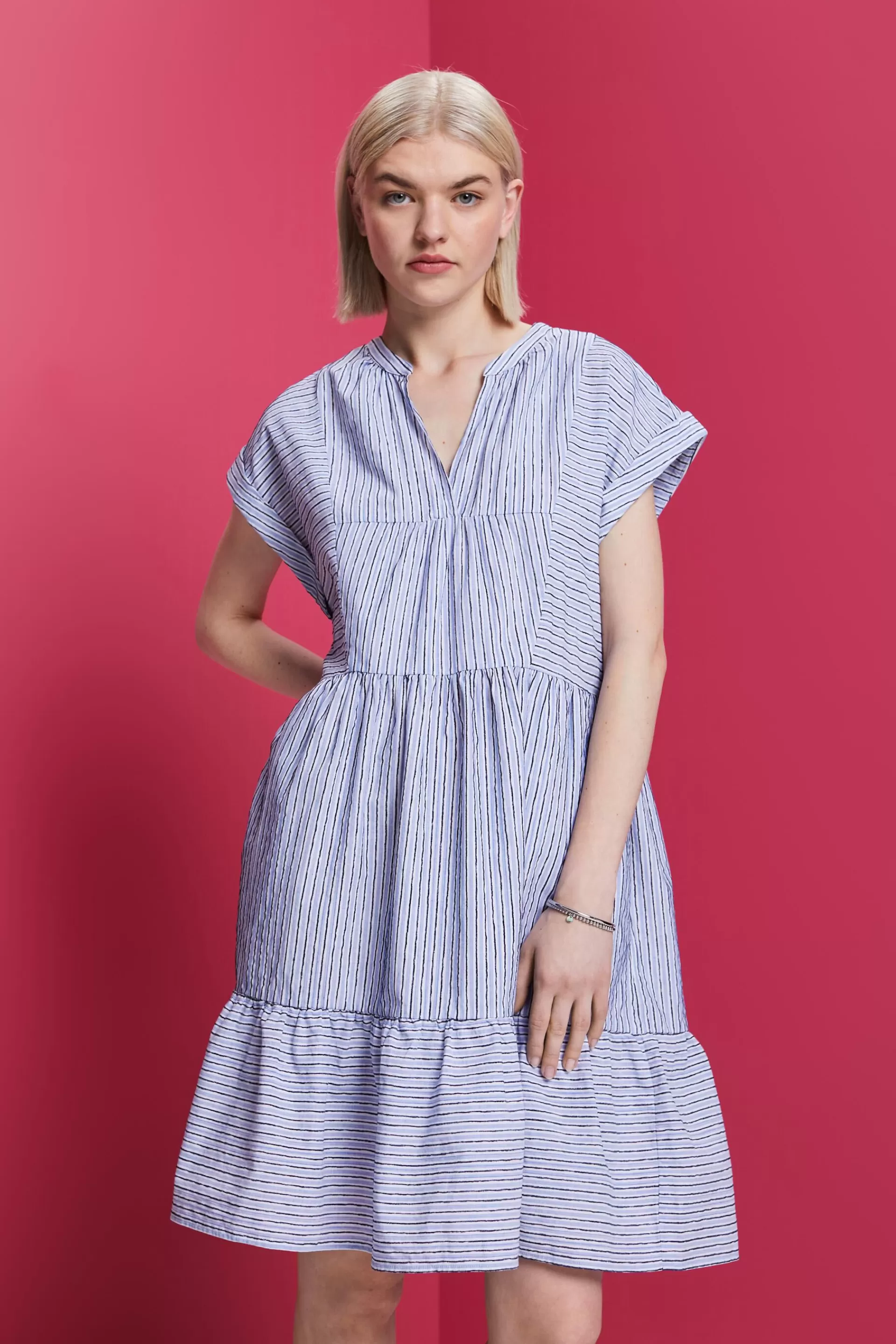 Streifenkleid, 100 % Baumwolle-ESPRIT Outlet