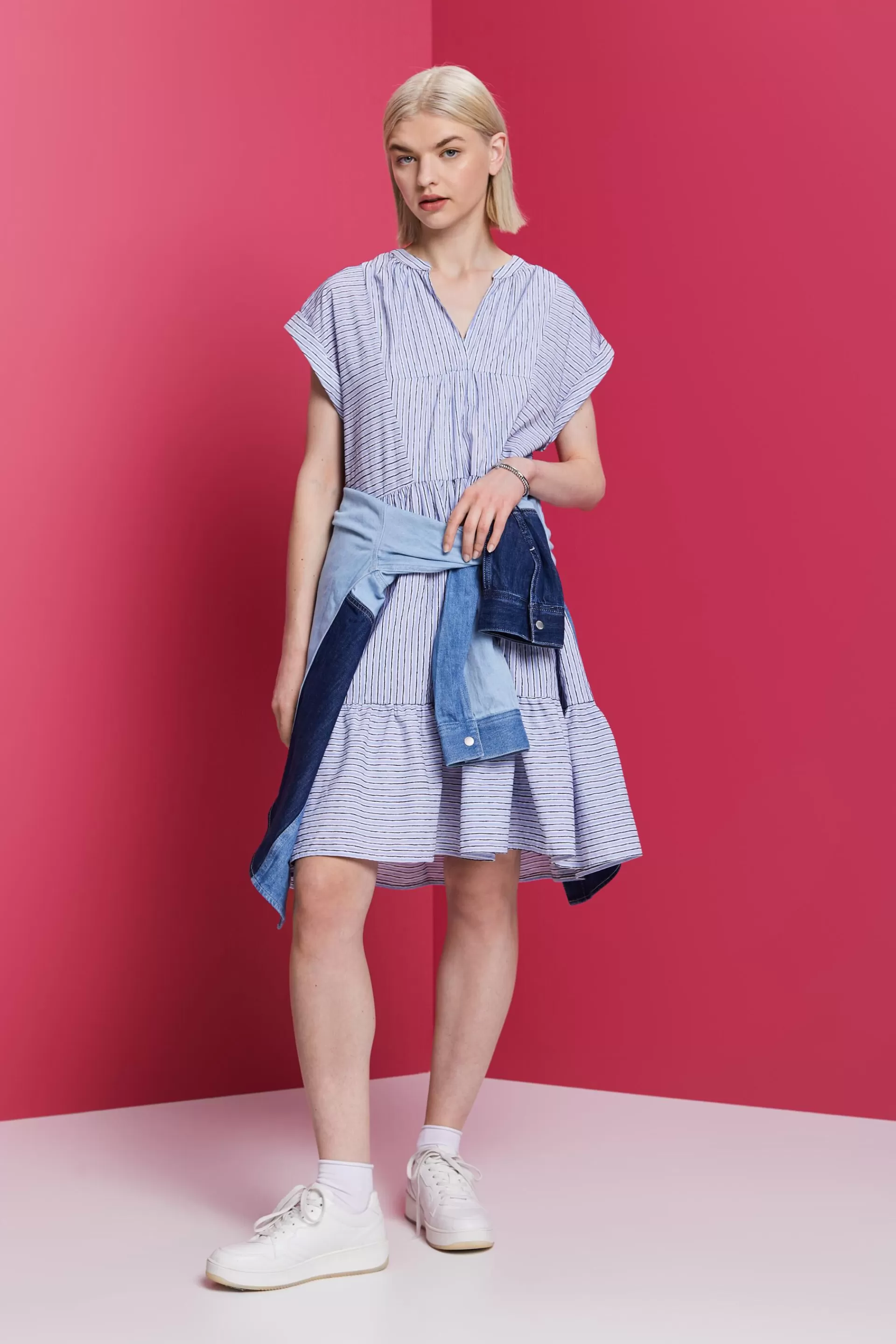 Streifenkleid, 100 % Baumwolle-ESPRIT Outlet