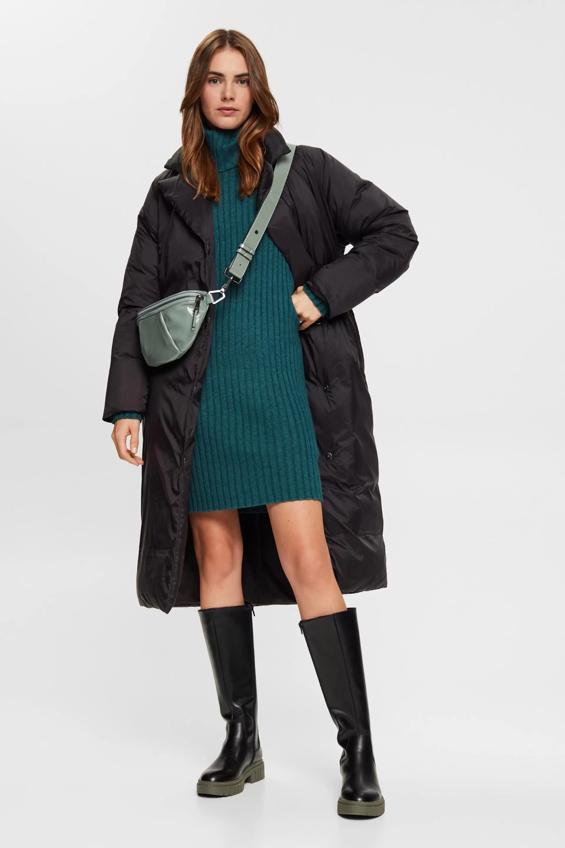 Strickkleid in Midilänge mit Turtleneck-ESPRIT Clearance
