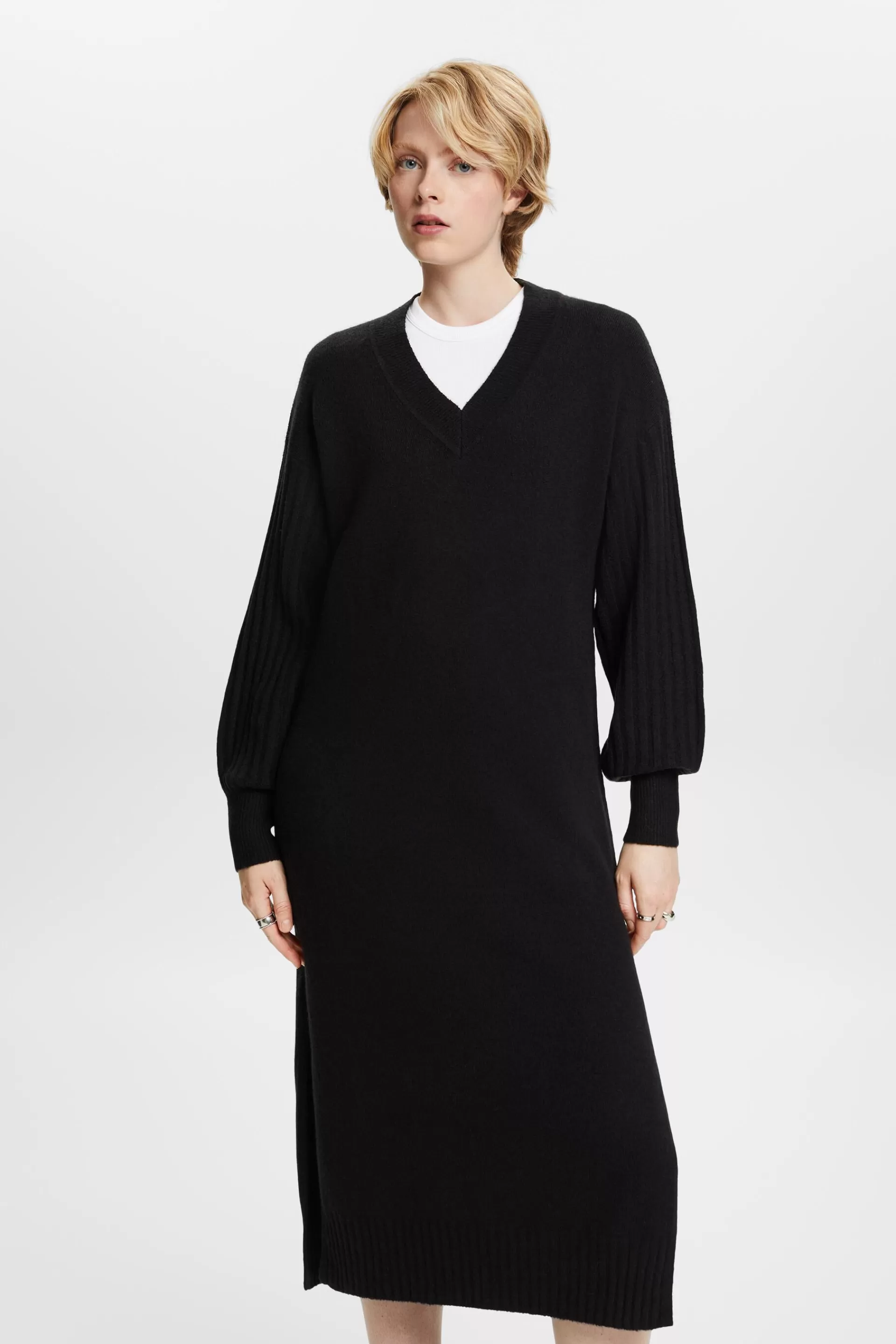 Strick-Midikleid aus Wollmix-ESPRIT Best