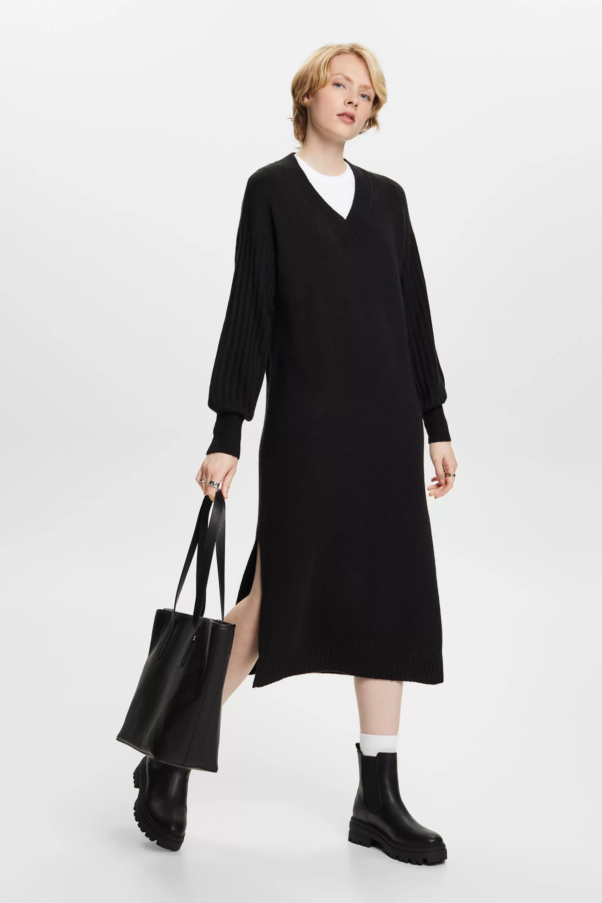 Strick-Midikleid aus Wollmix-ESPRIT Best