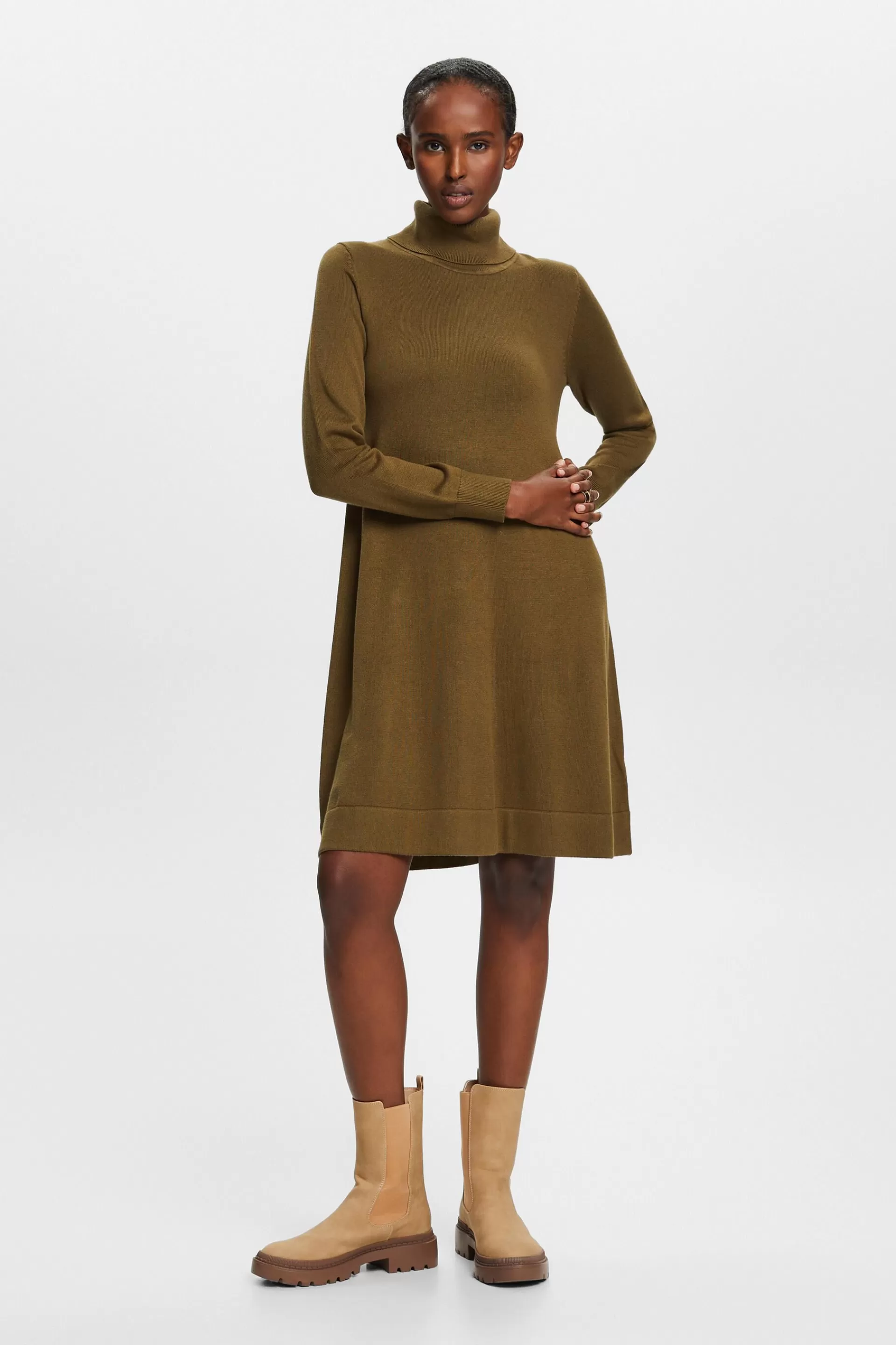 Strick-Minikleid mit Rollkragen-ESPRIT Store