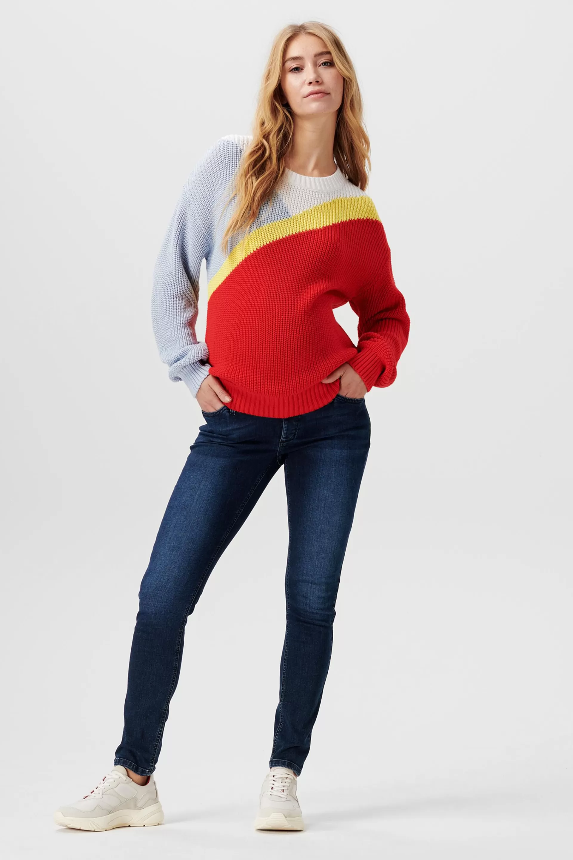 Strickpullover im Colorblock-Design, Bio-Baumwolle-ESPRIT Shop