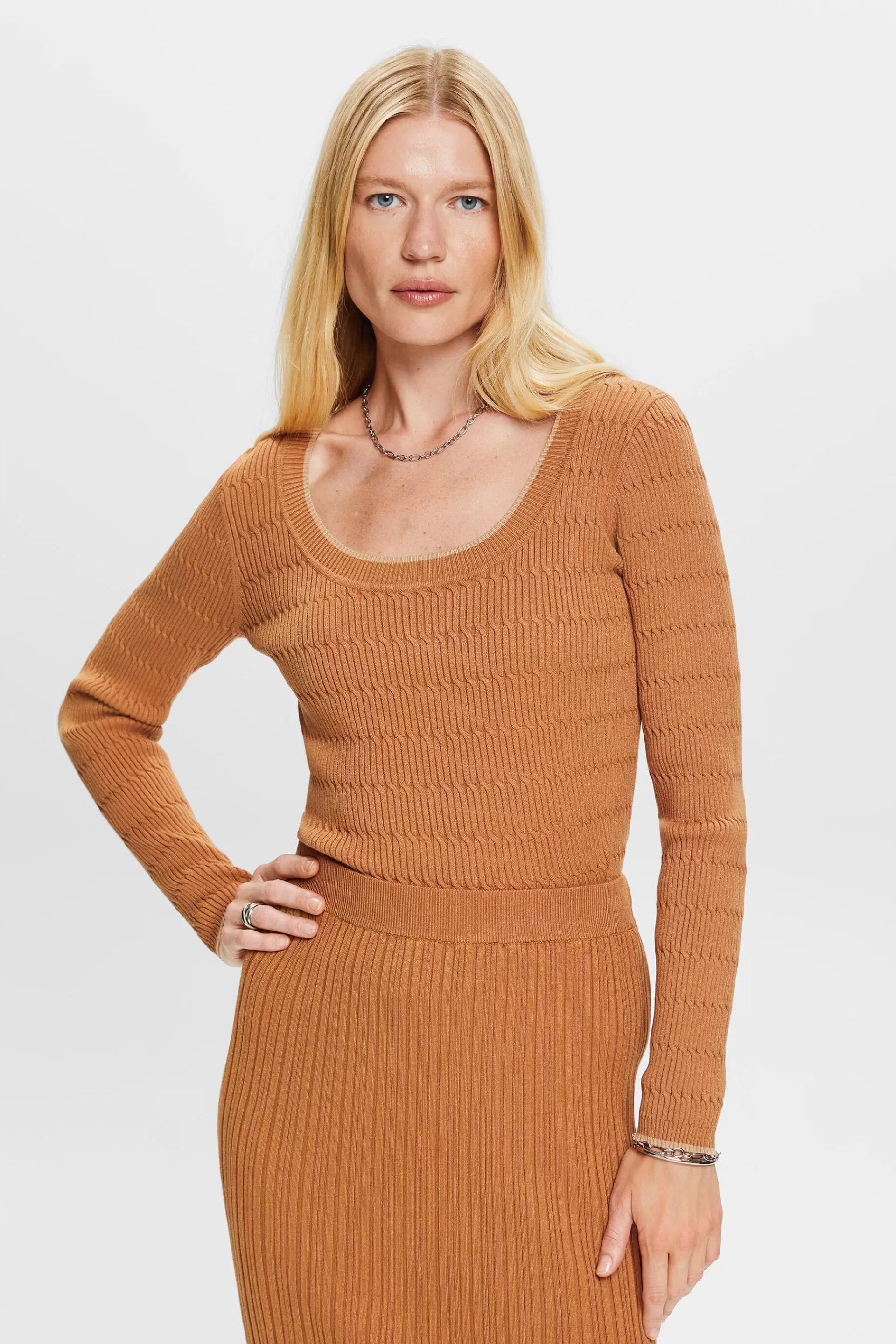Taillierter Zopfstrickpullover-ESPRIT Cheap
