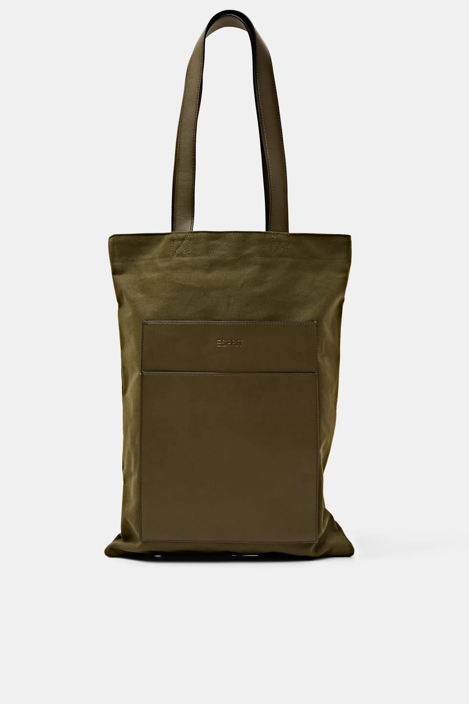 Tote aus Baumwollcanvas mit Details in Lederoptik-ESPRIT Sale
