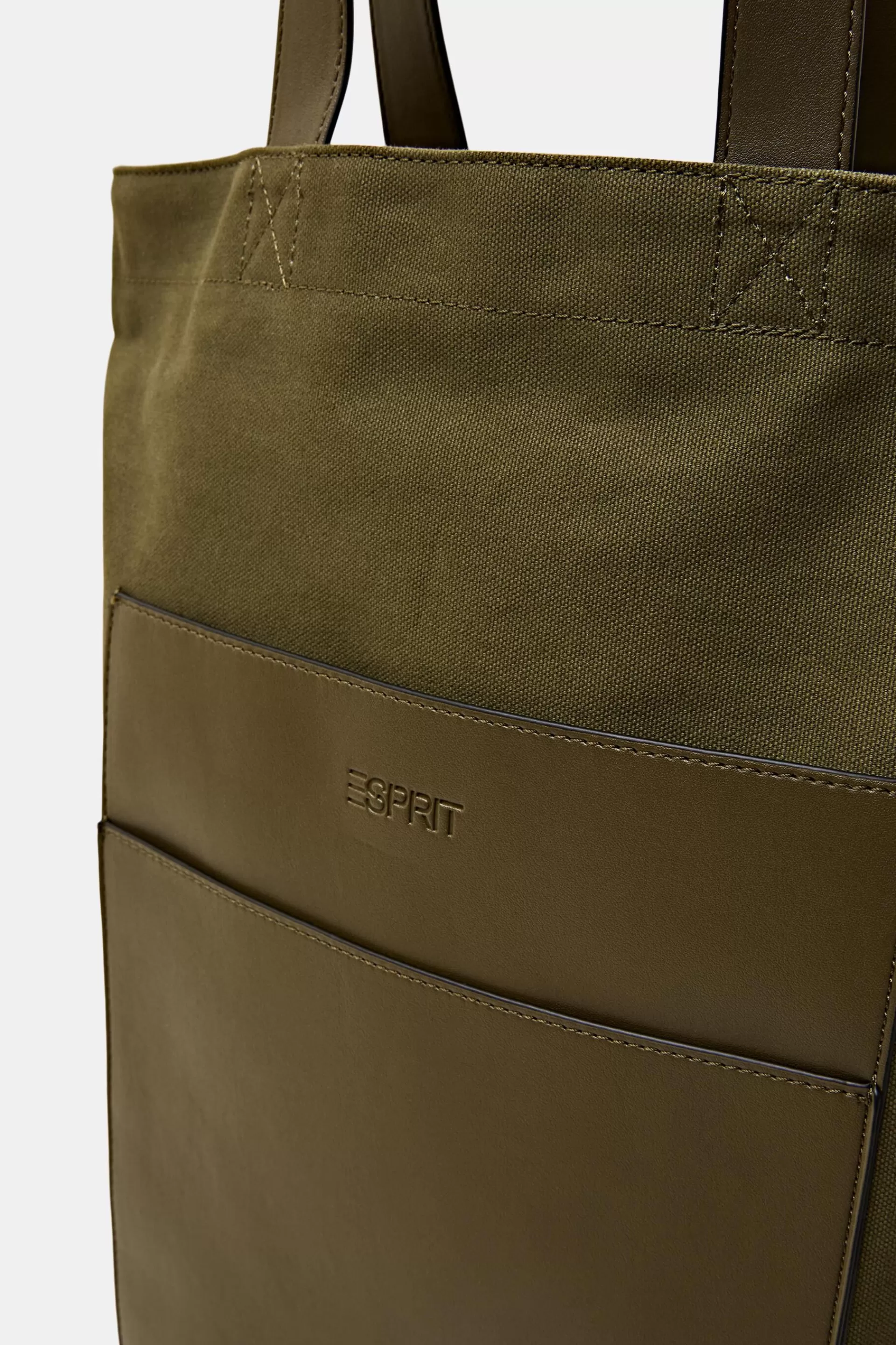 Tote aus Baumwollcanvas mit Details in Lederoptik-ESPRIT Sale