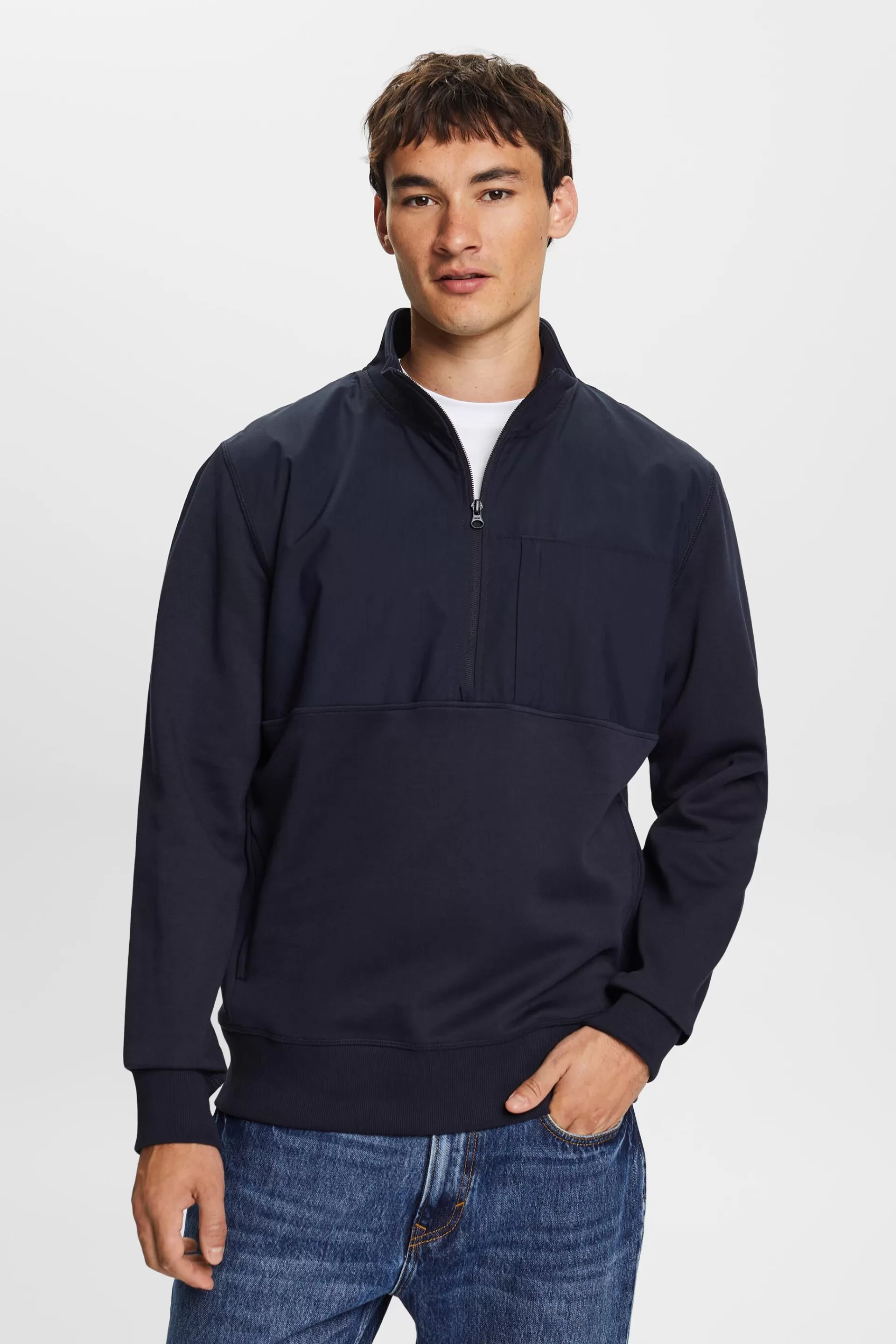 Troyer-Sweatshirt aus Materialmix-ESPRIT Outlet