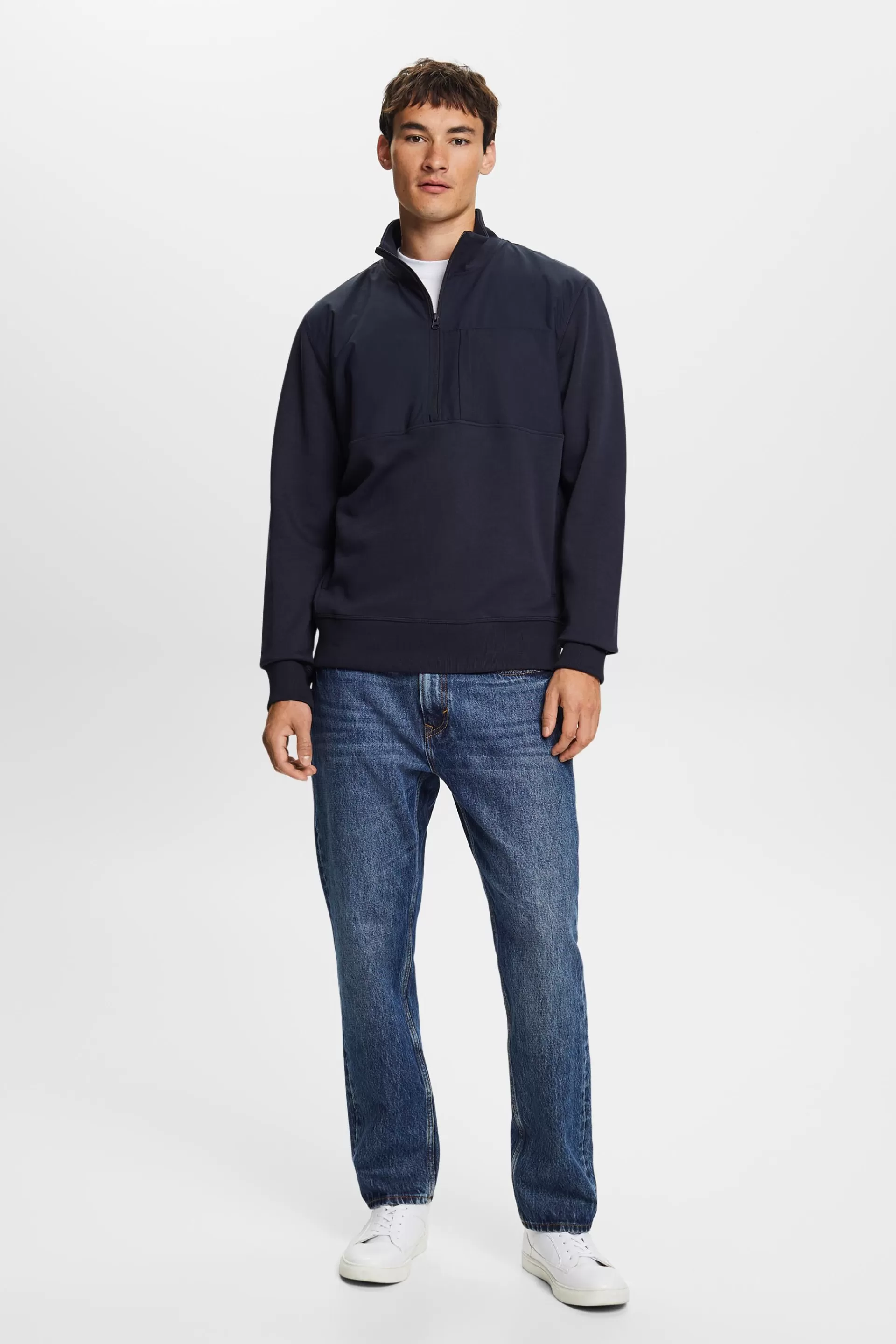 Troyer-Sweatshirt aus Materialmix-ESPRIT Outlet