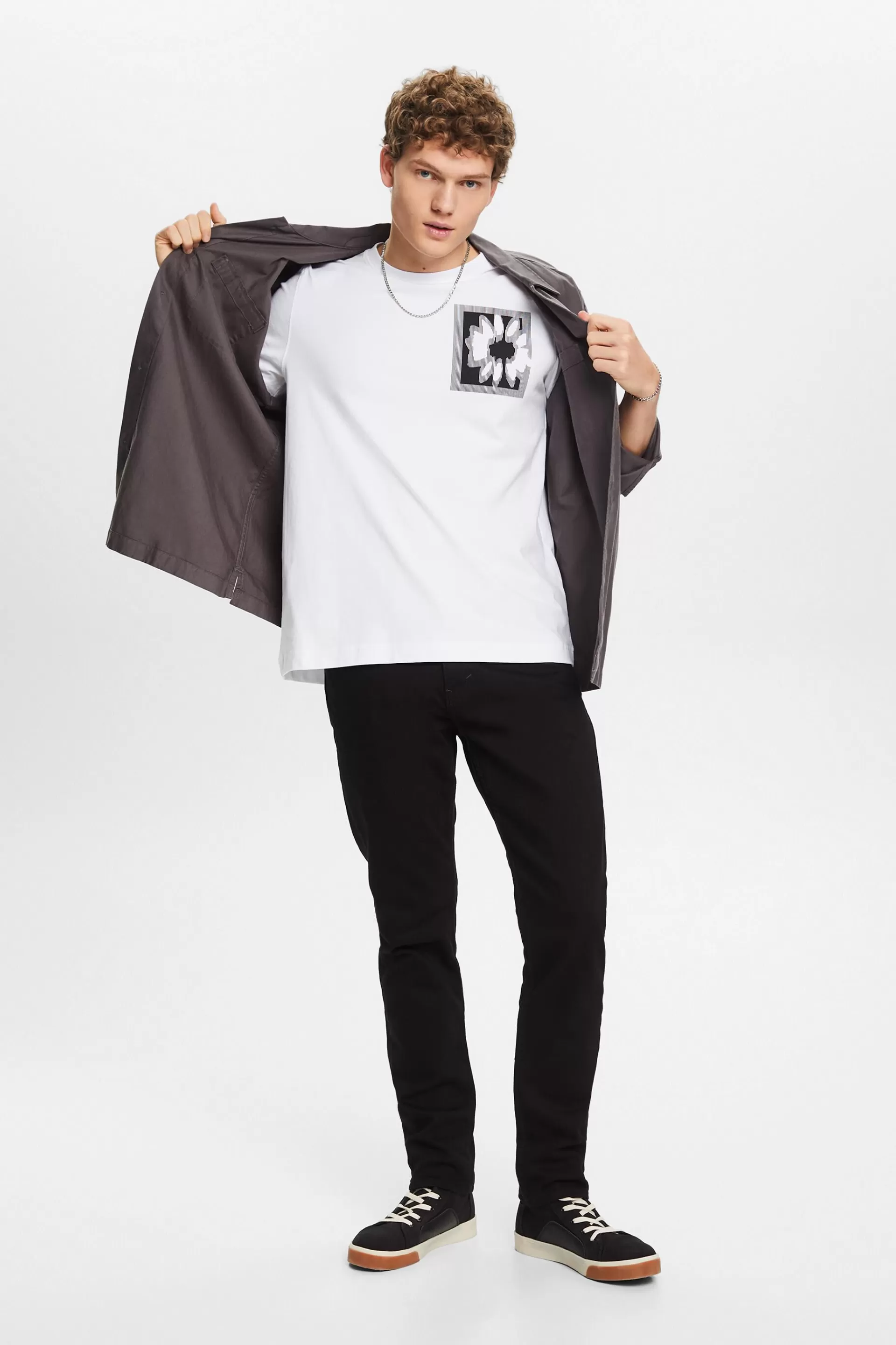 T-Shirt mit floralem Print und Logo-ESPRIT Hot