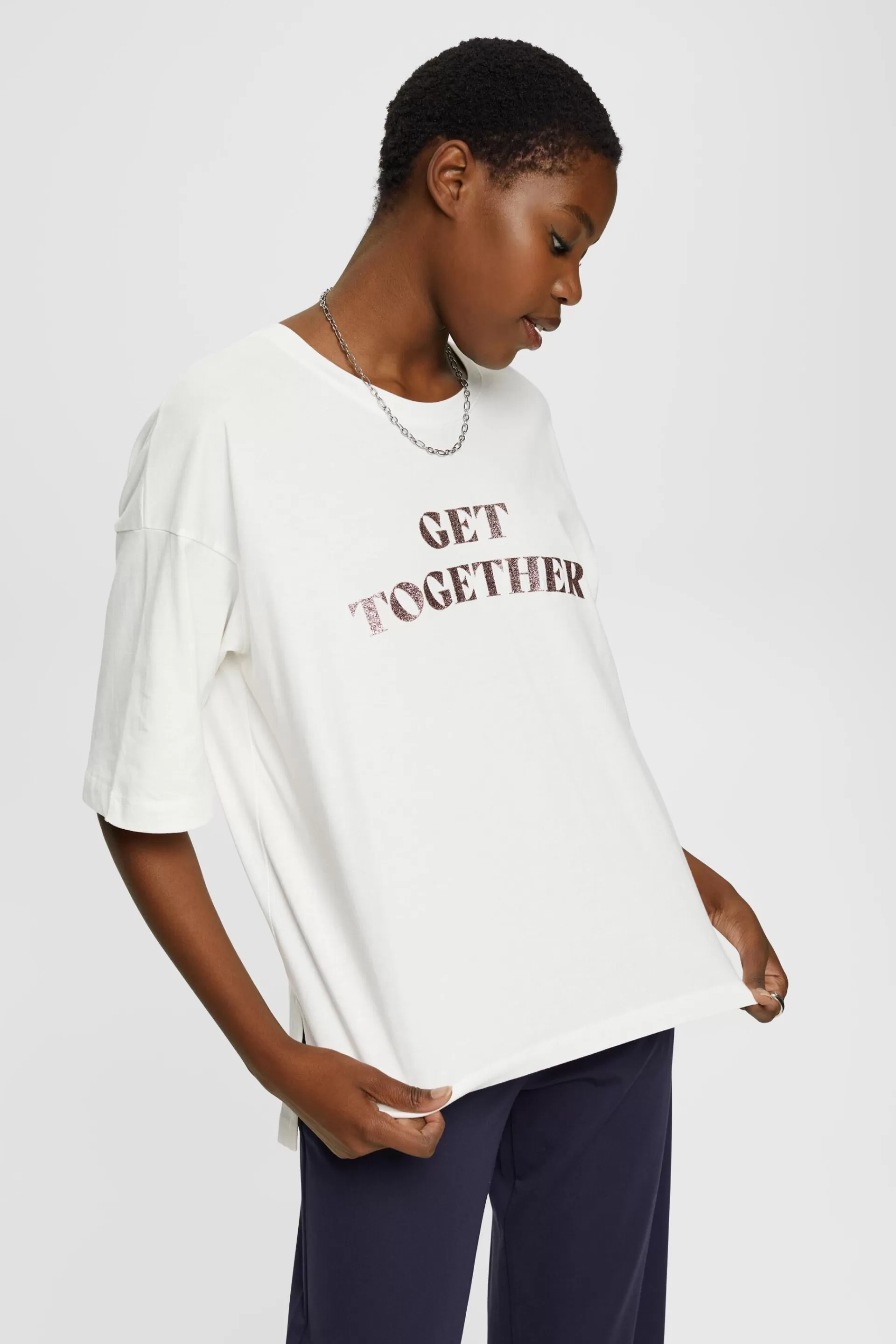 T-Shirt mit Glitzerprint-ESPRIT Clearance