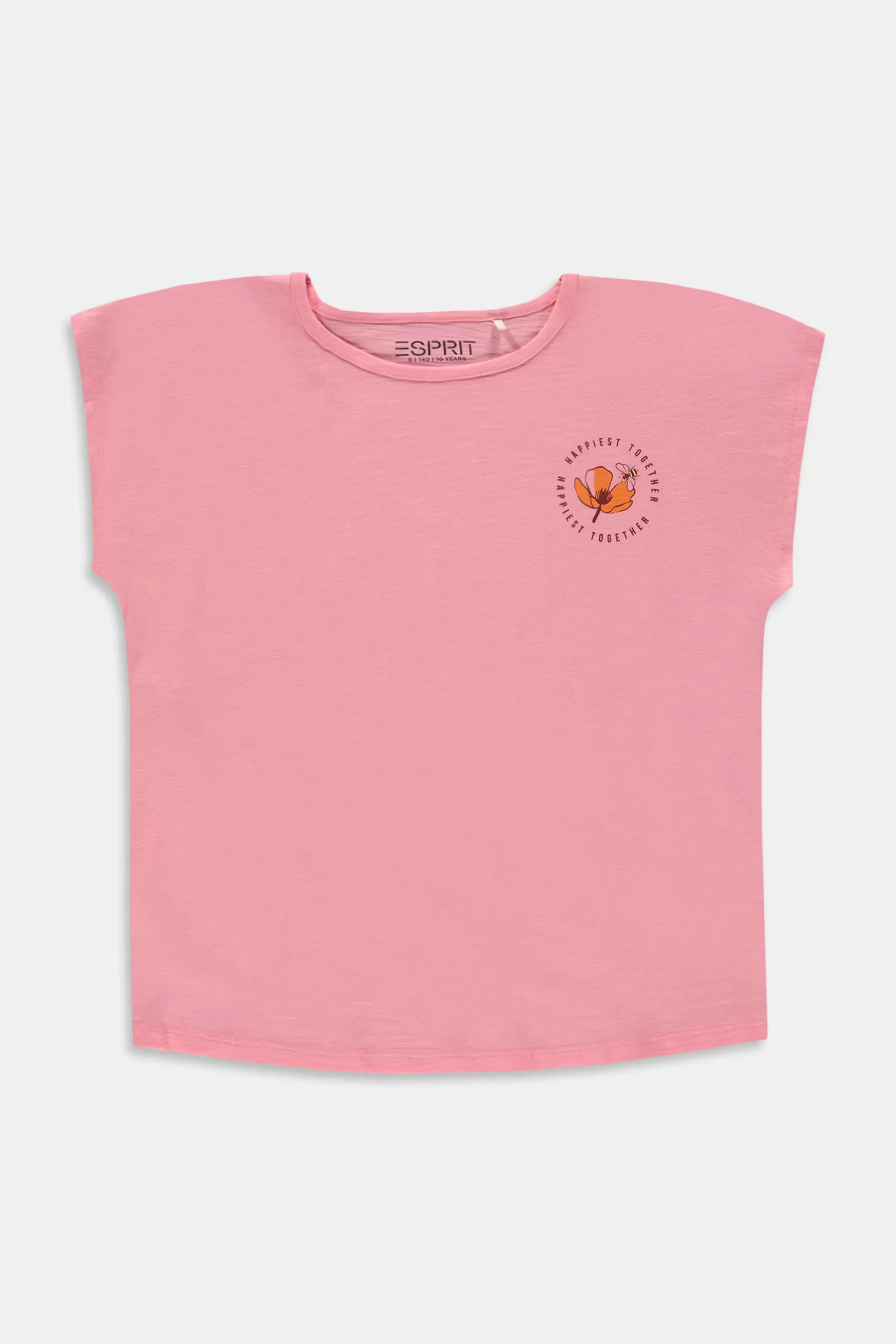 T-Shirt mit Slub-Struktur und Print an der Brust-ESPRIT Best