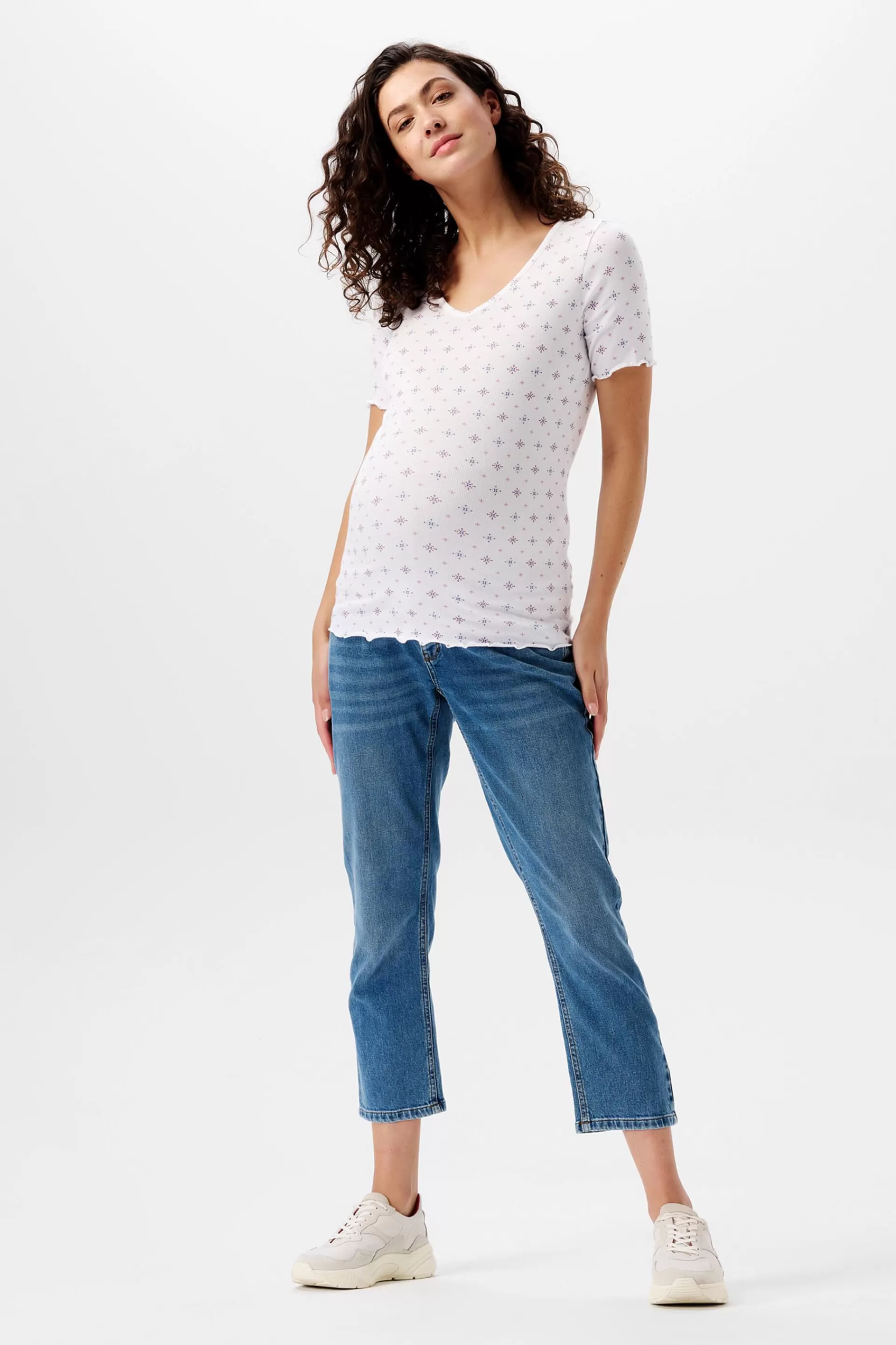 T-Shirt mit V-Ausschnitt und Print, Bio-Baumwolle-ESPRIT Flash Sale