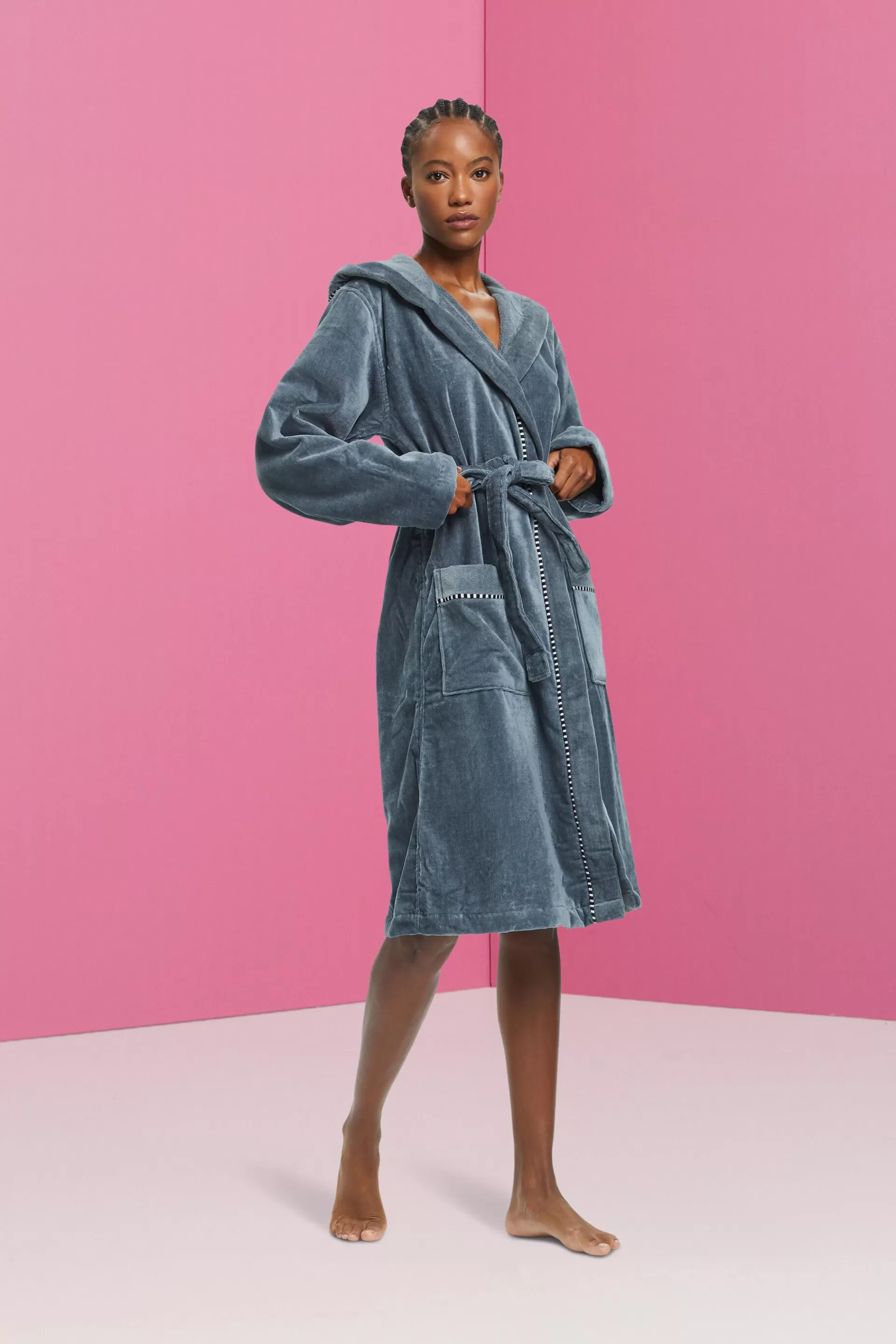 Velours-Bademantel, 100% Baumwolle-ESPRIT Outlet