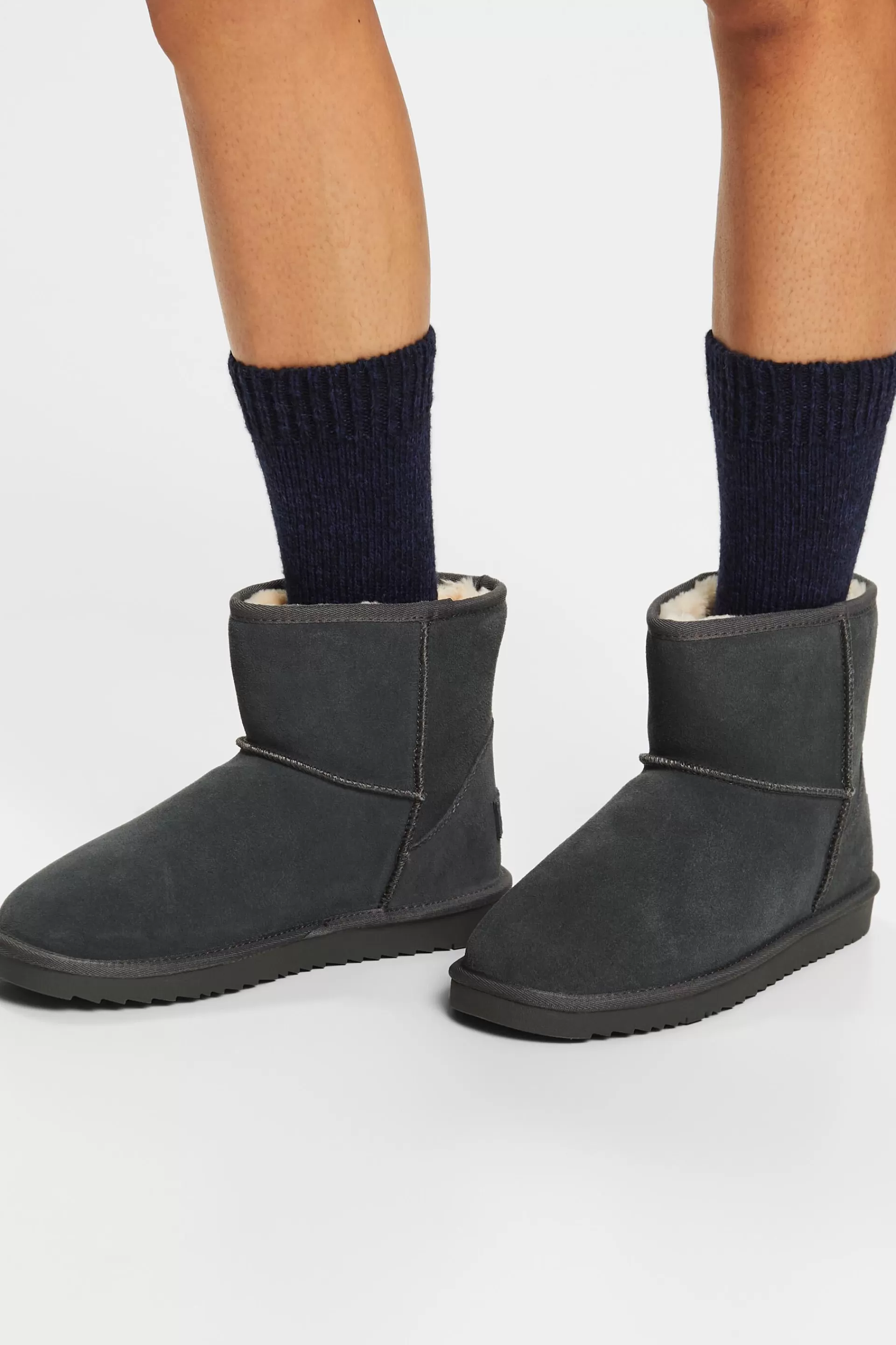 Veloursleder-Boots mit Kunstfellfutter-ESPRIT Outlet